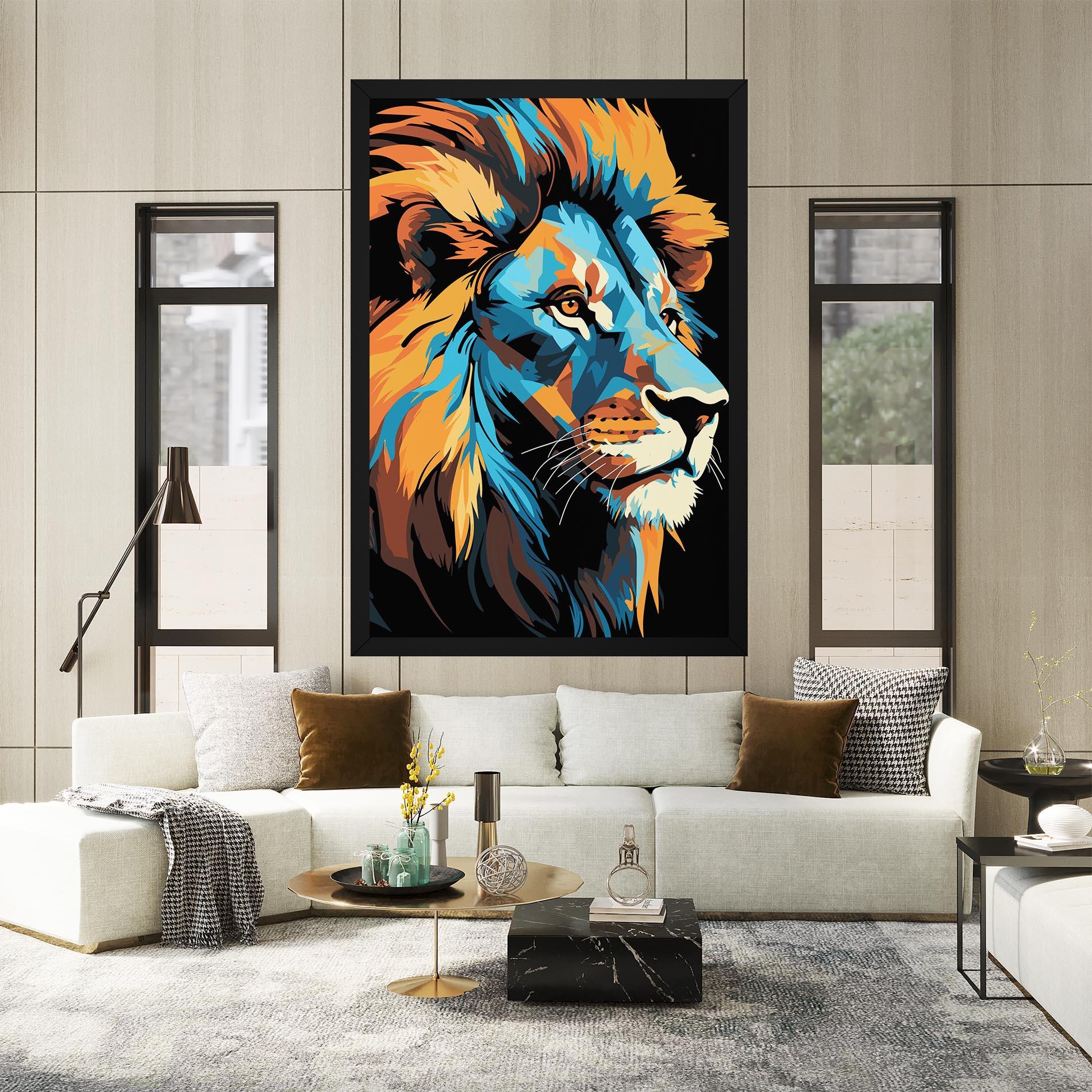 Vászonkép Blue Yellow Lion mockup 2