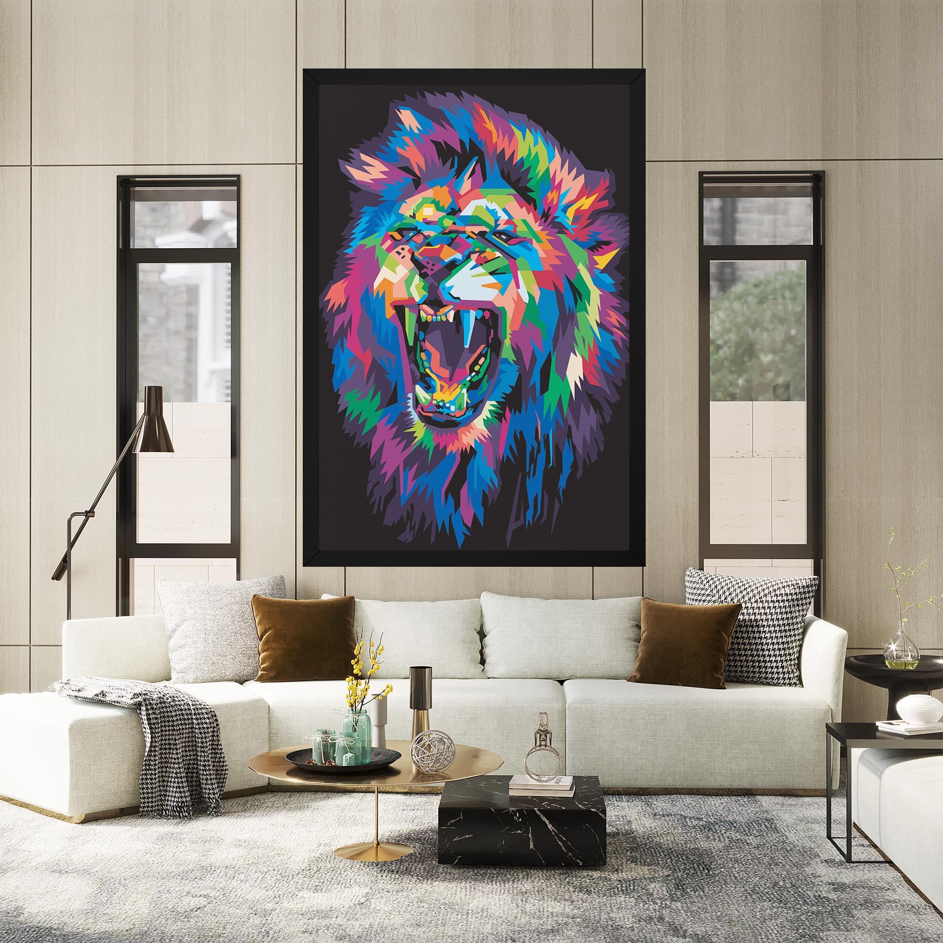 Vászonkép Colorful Lion Head mockup 2
