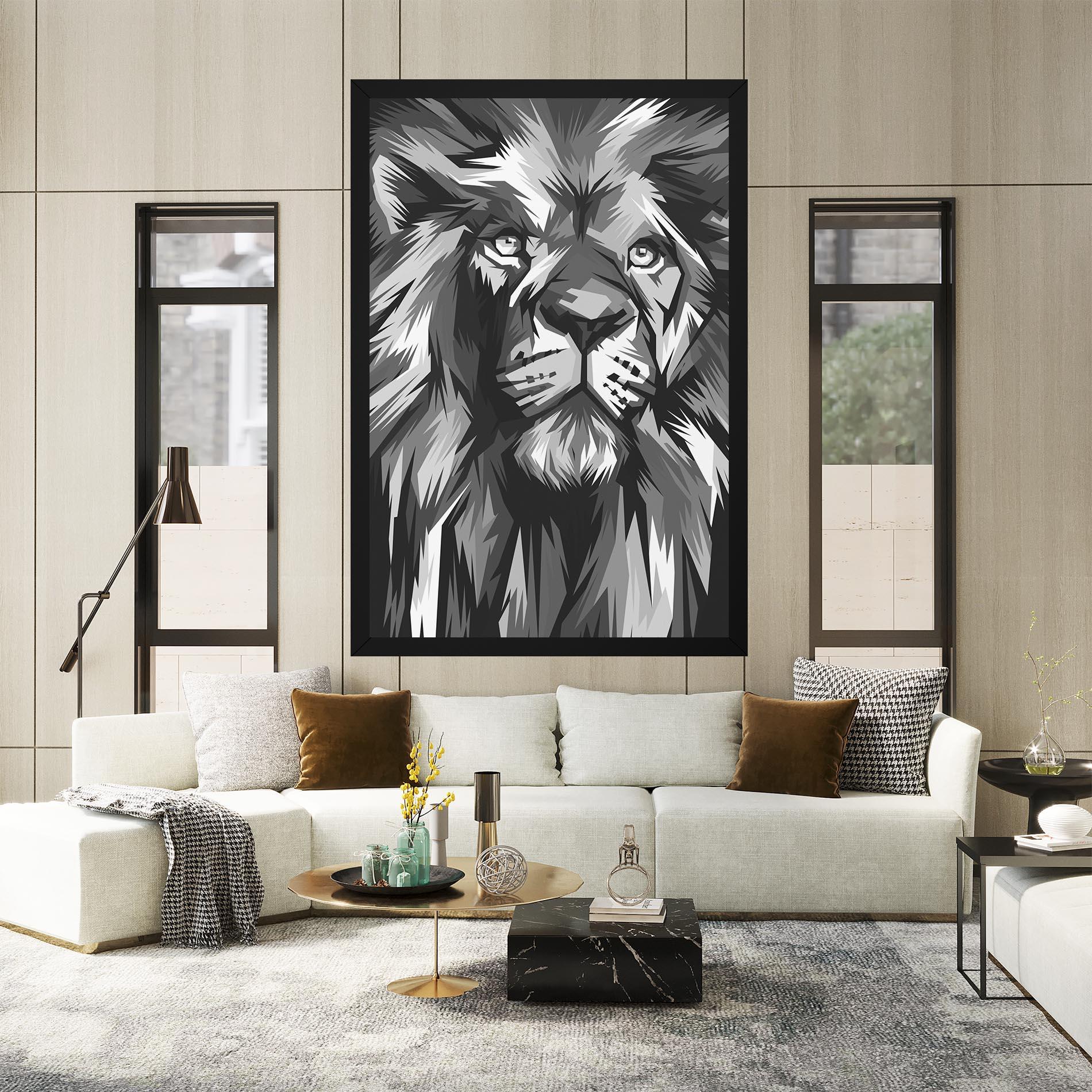 Vászonkép Grey Head Lion mockup 2