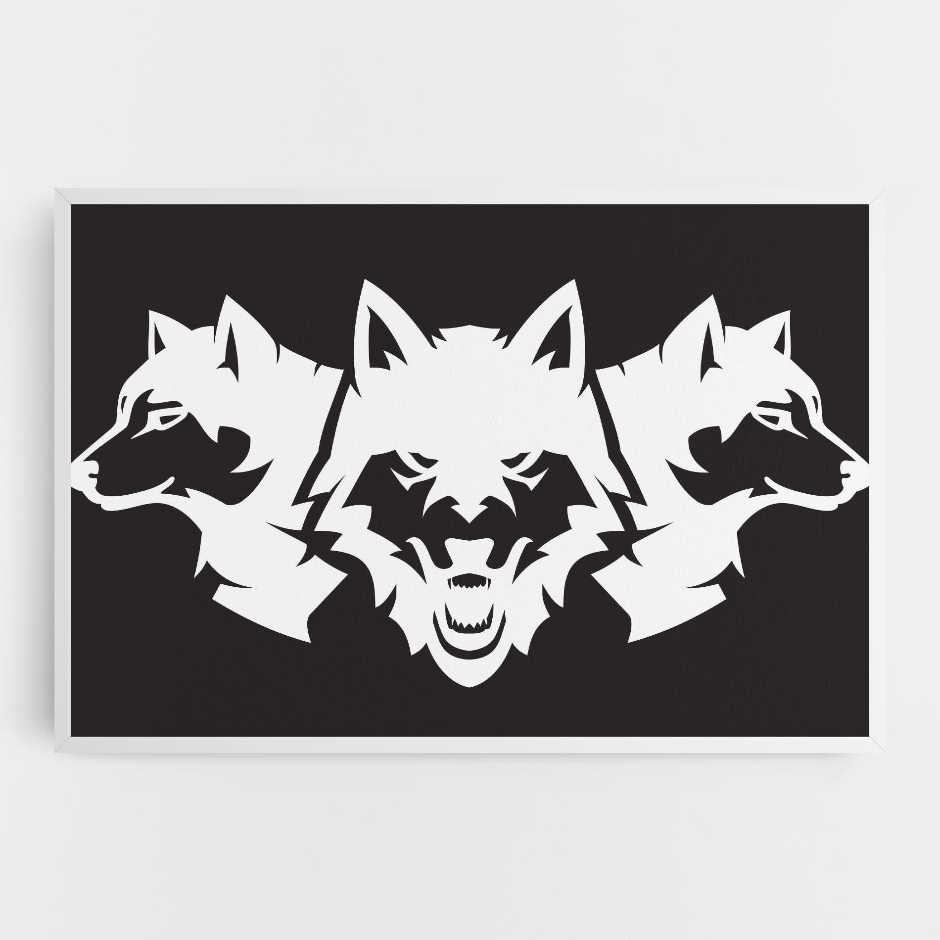 Vászonkép 3 Wolf Heads mockup 0