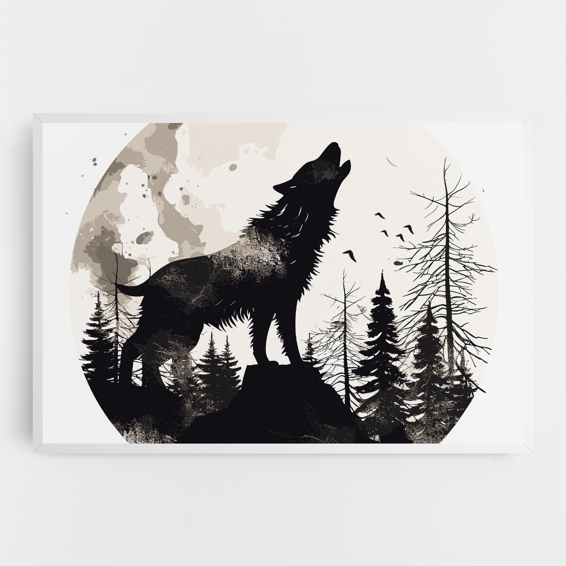 Vászonkép Black On Cream Wolf mockup 0