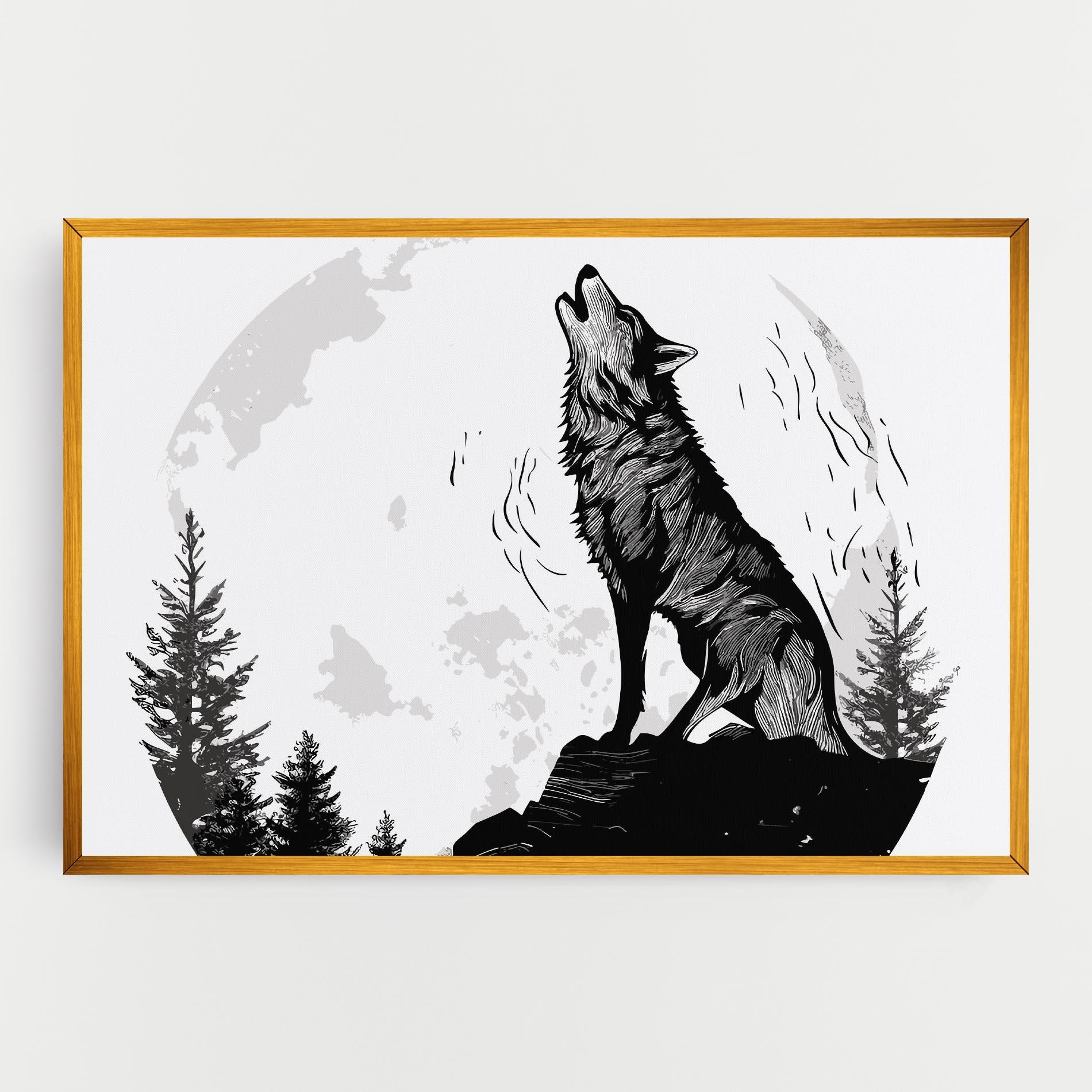 Vászonkép Grey Moon Wolf mockup 0