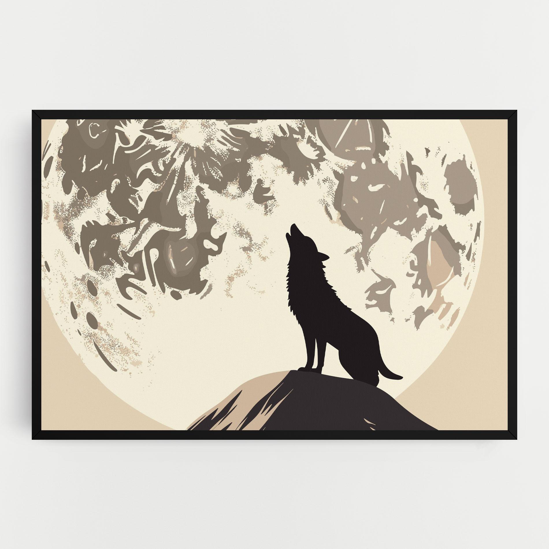 Vászonkép Cream Moon Wolf mockup 0