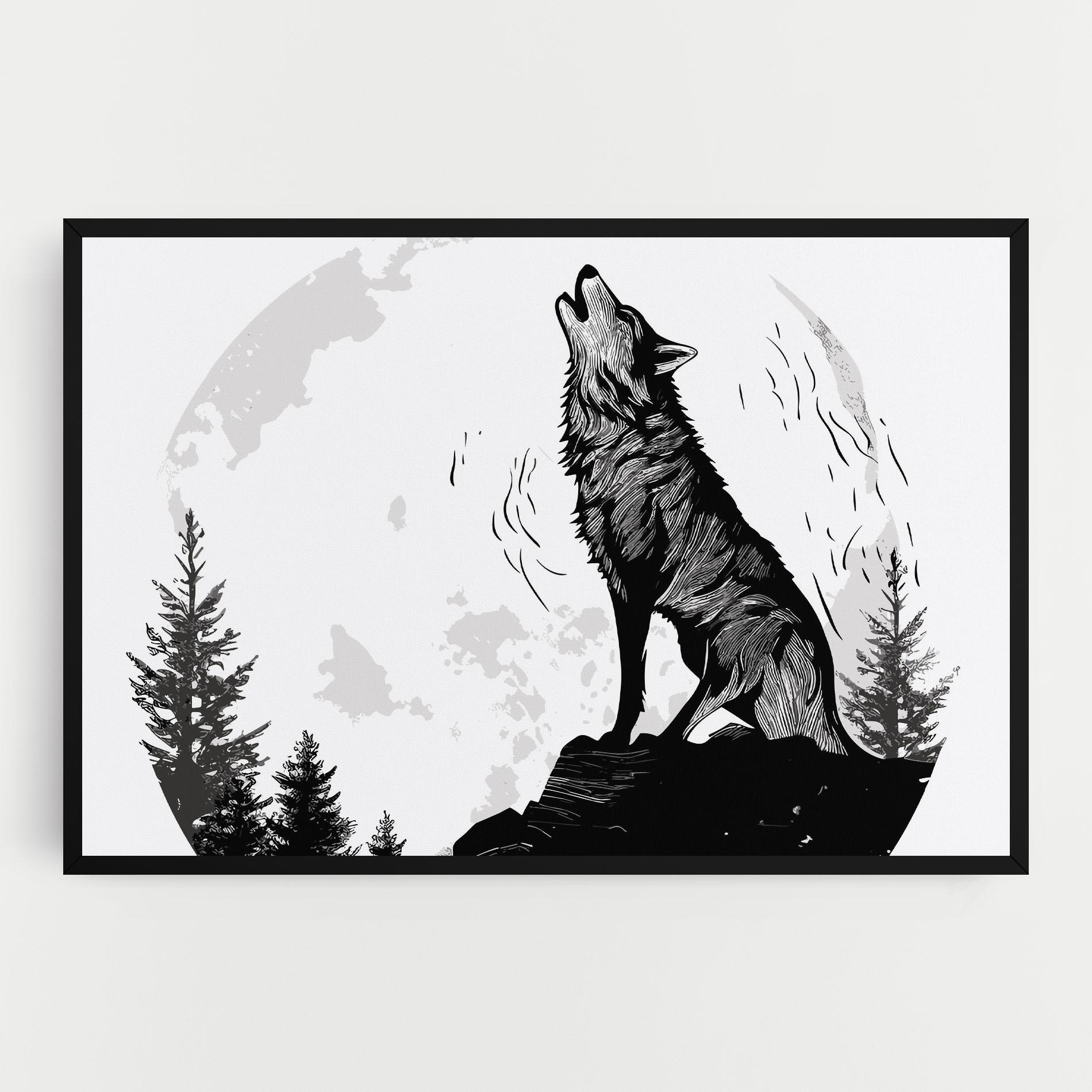 Vászonkép Grey Moon Wolf mockup 0