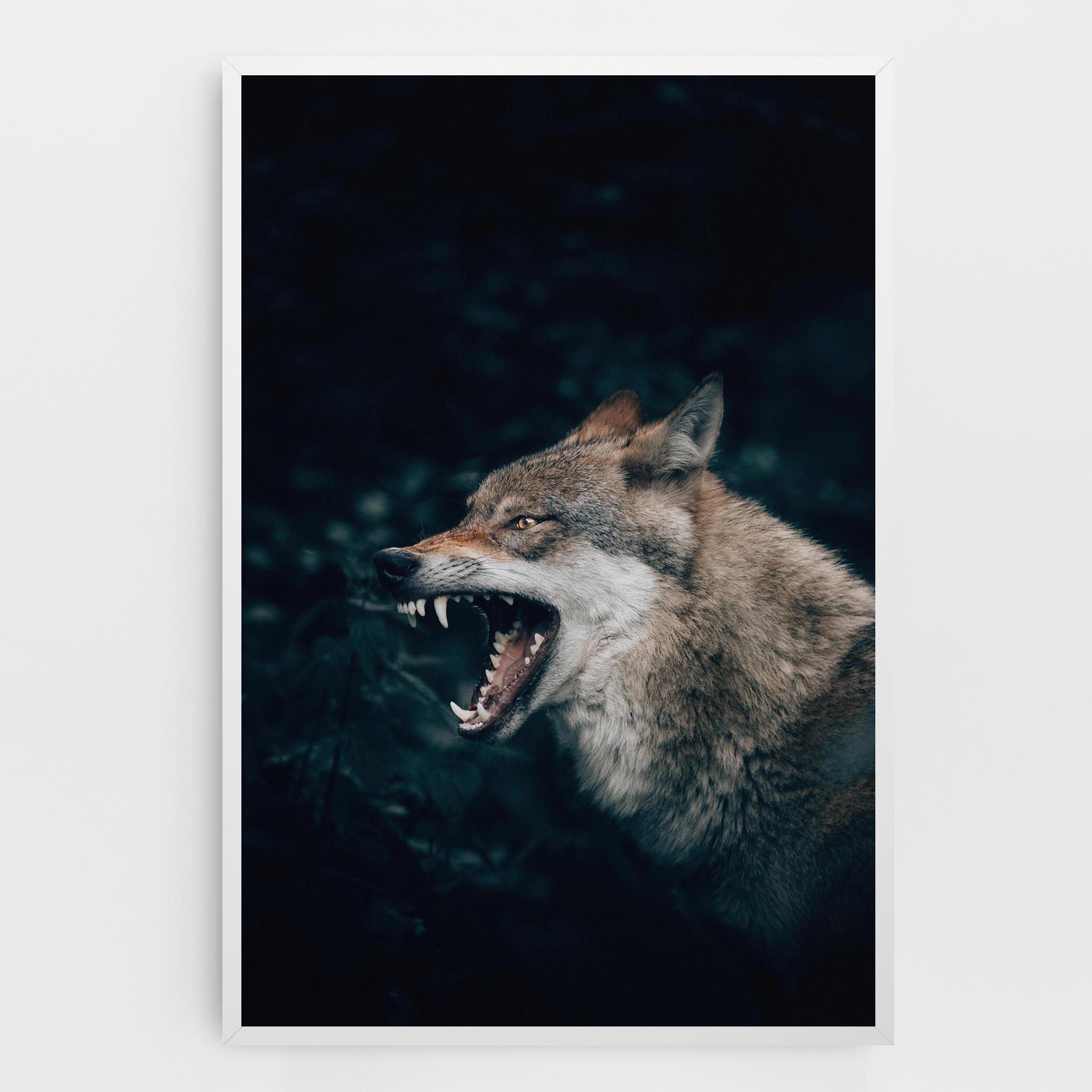 Vászonkép Angry Wolf In The Forest mockup 0