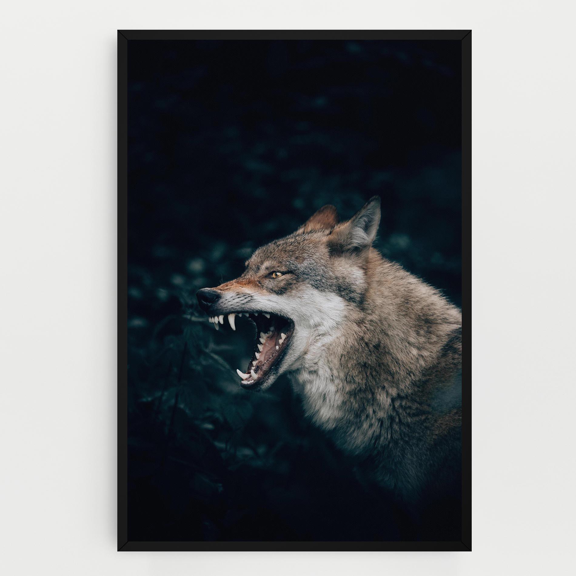 Vászonkép Angry Wolf In The Forest mockup 0