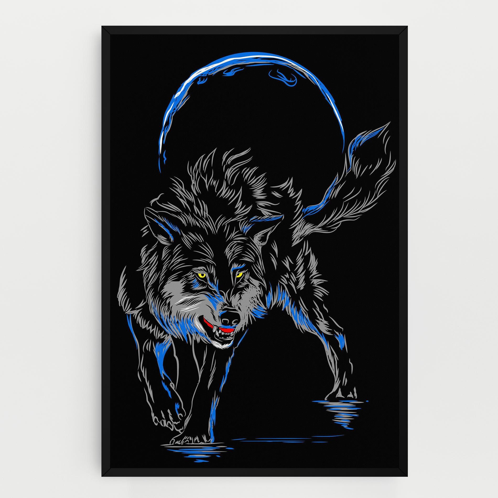 Vászonkép Grey Blue Wolf mockup 0