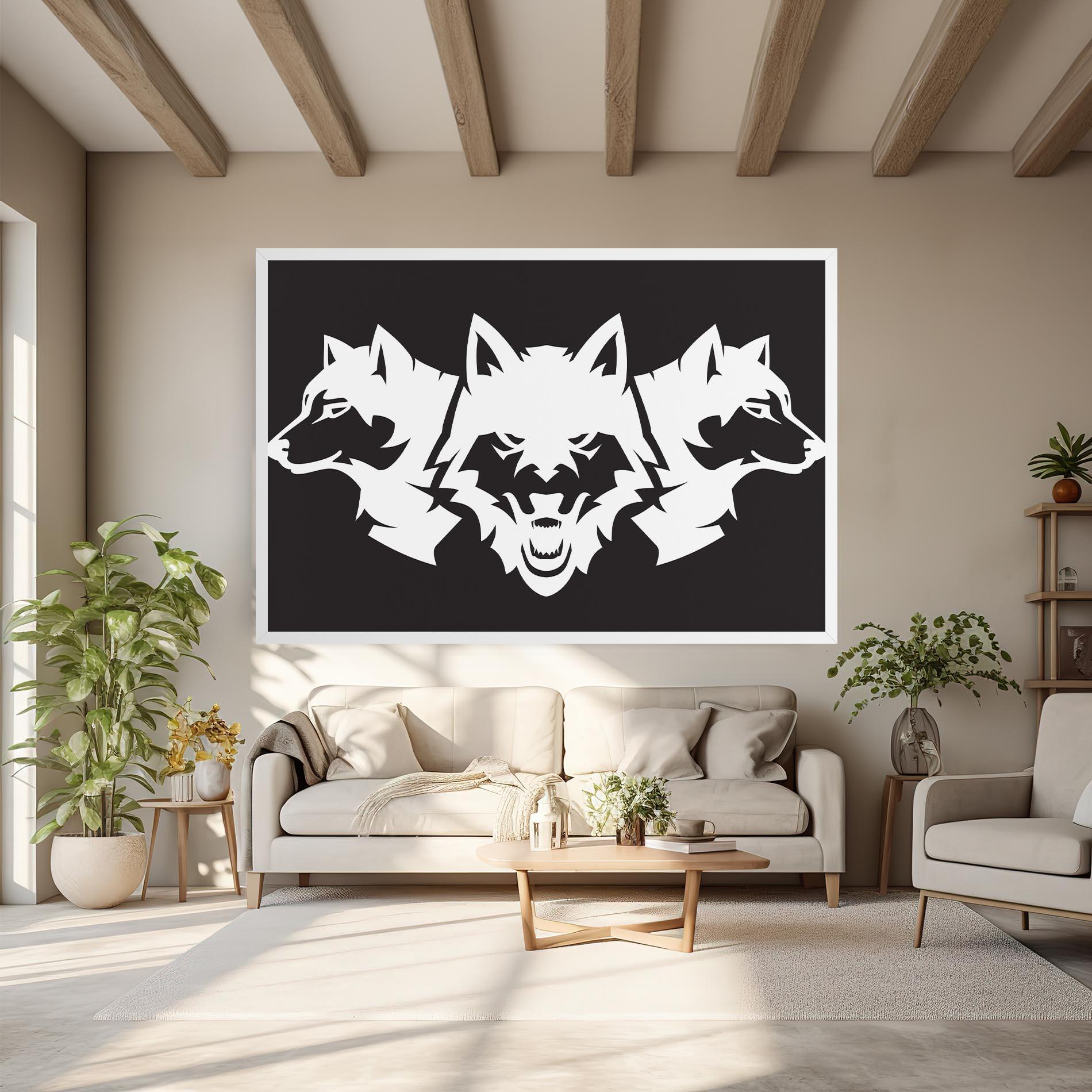 Vászonkép 3 Wolf Heads mockup 6
