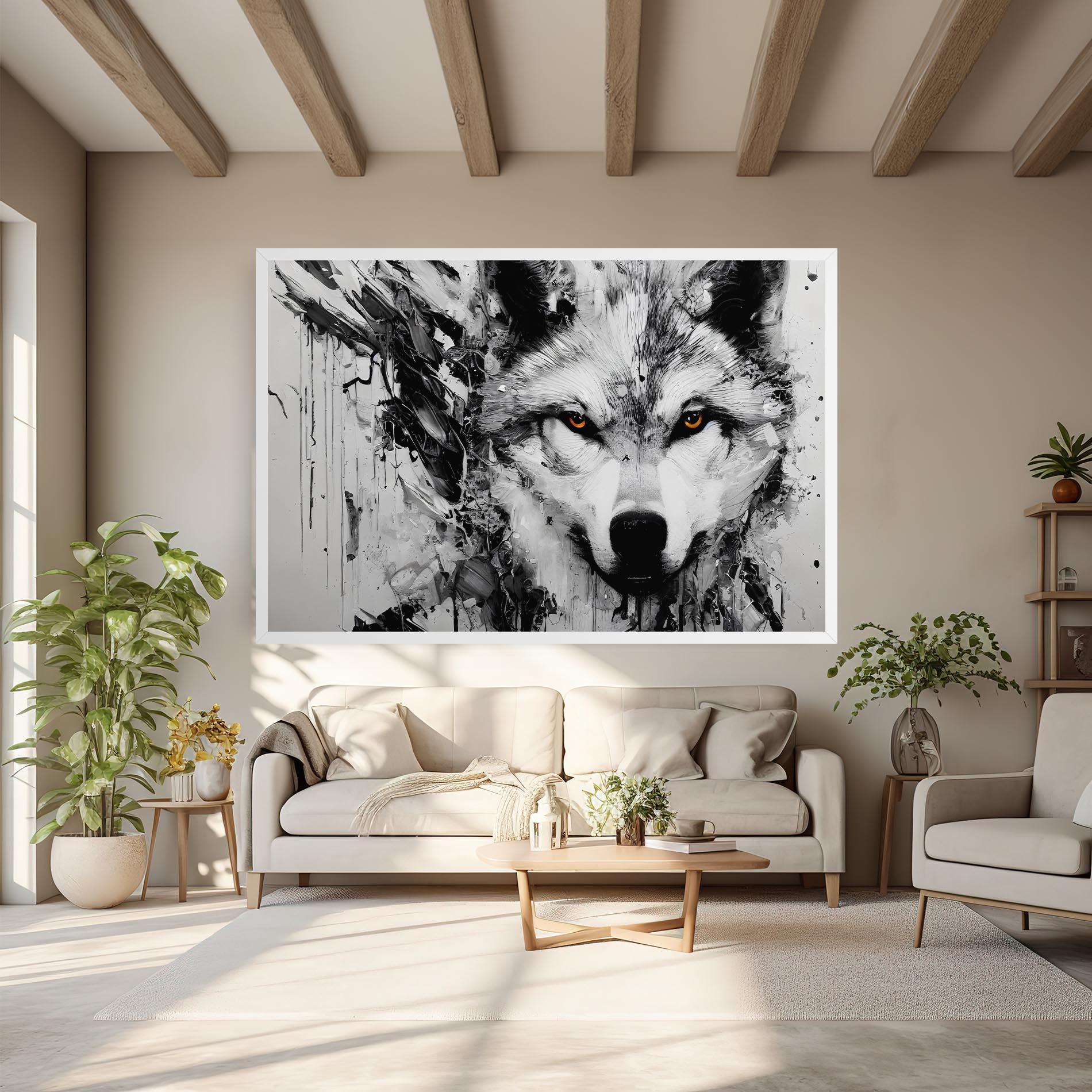 Vászonkép Grey Wolf Portrait mockup 6