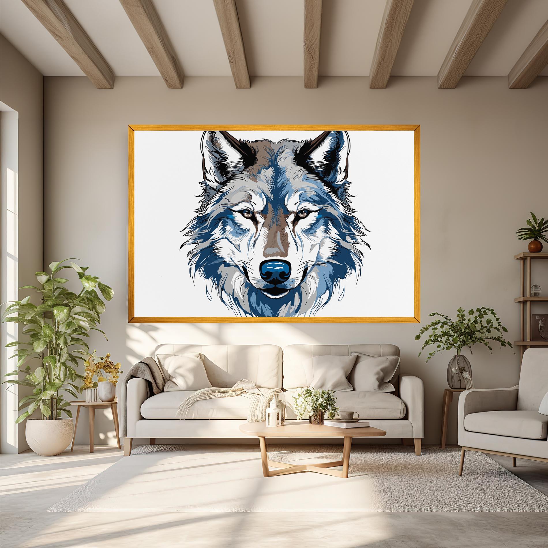 Vászonkép Blue Wolf Head mockup 6
