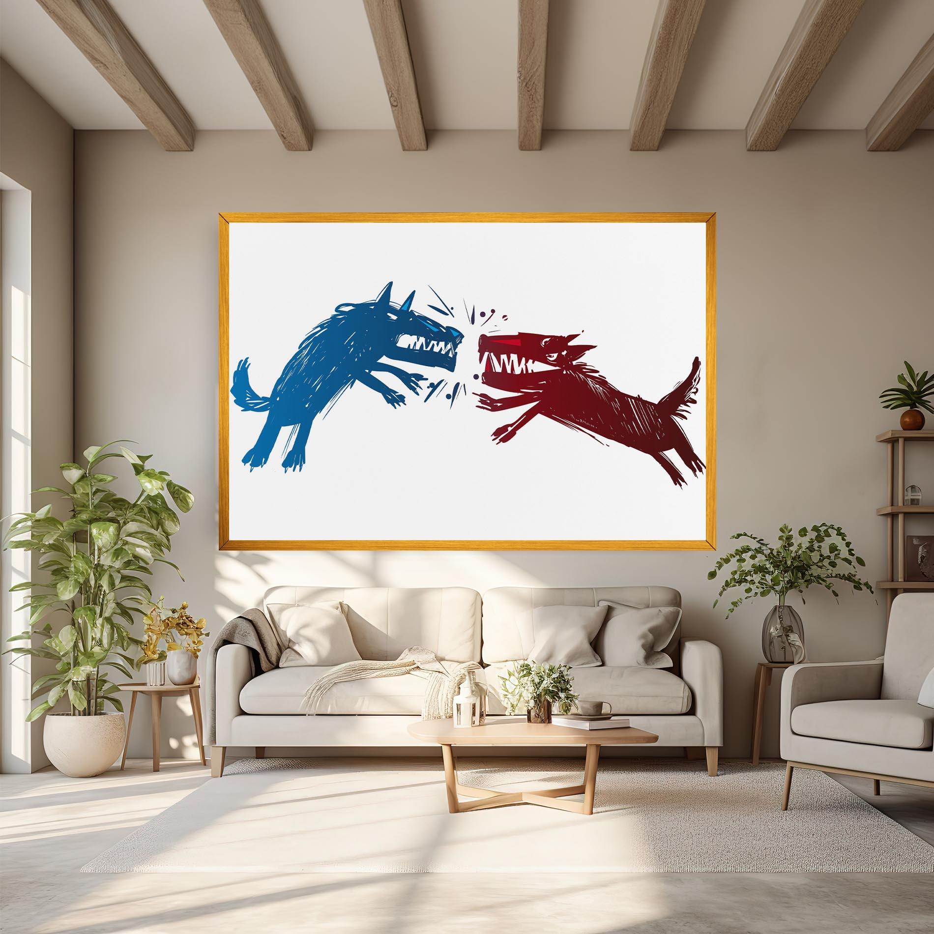 Vászonkép Red Blue Wolves mockup 6