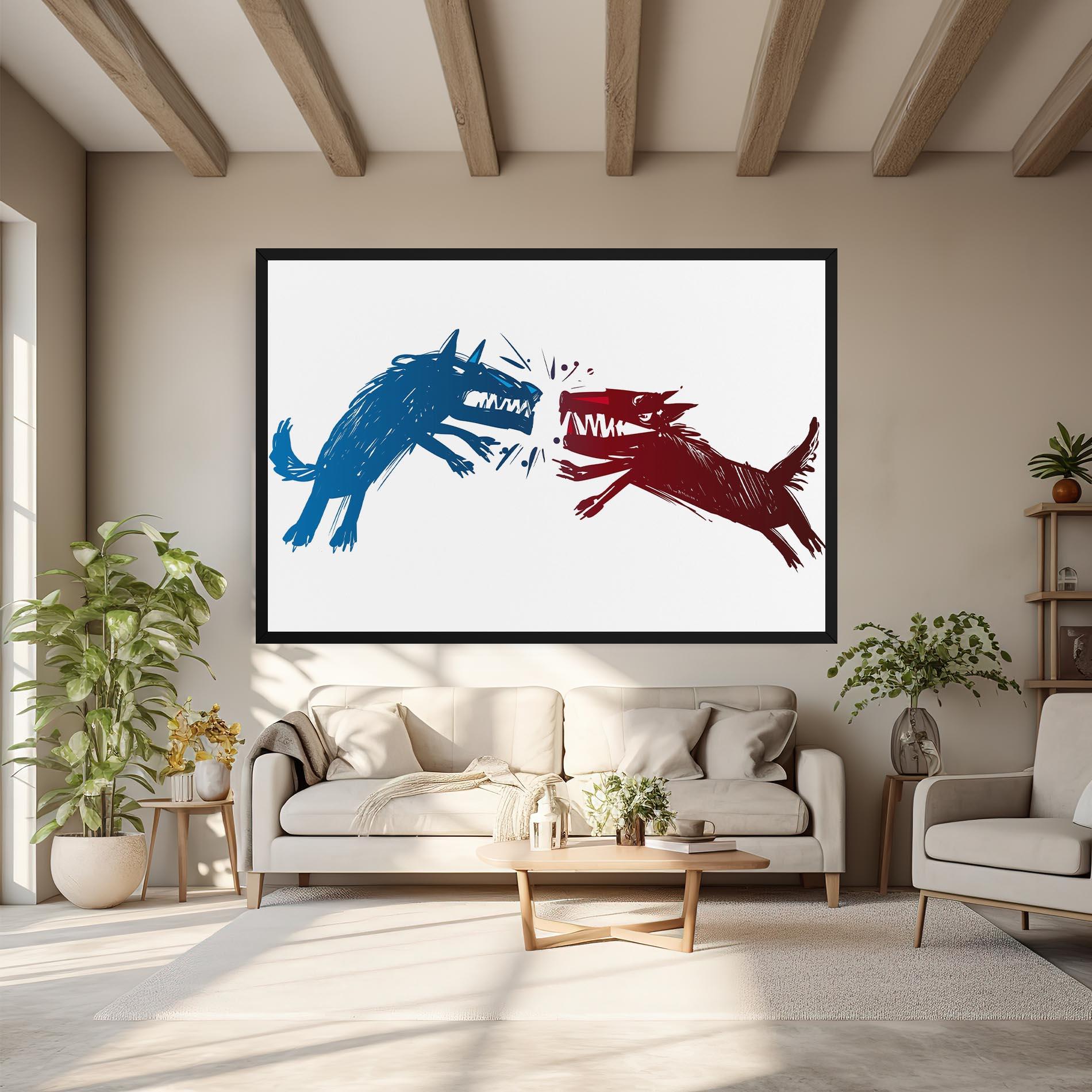 Vászonkép Red Blue Wolves mockup 6