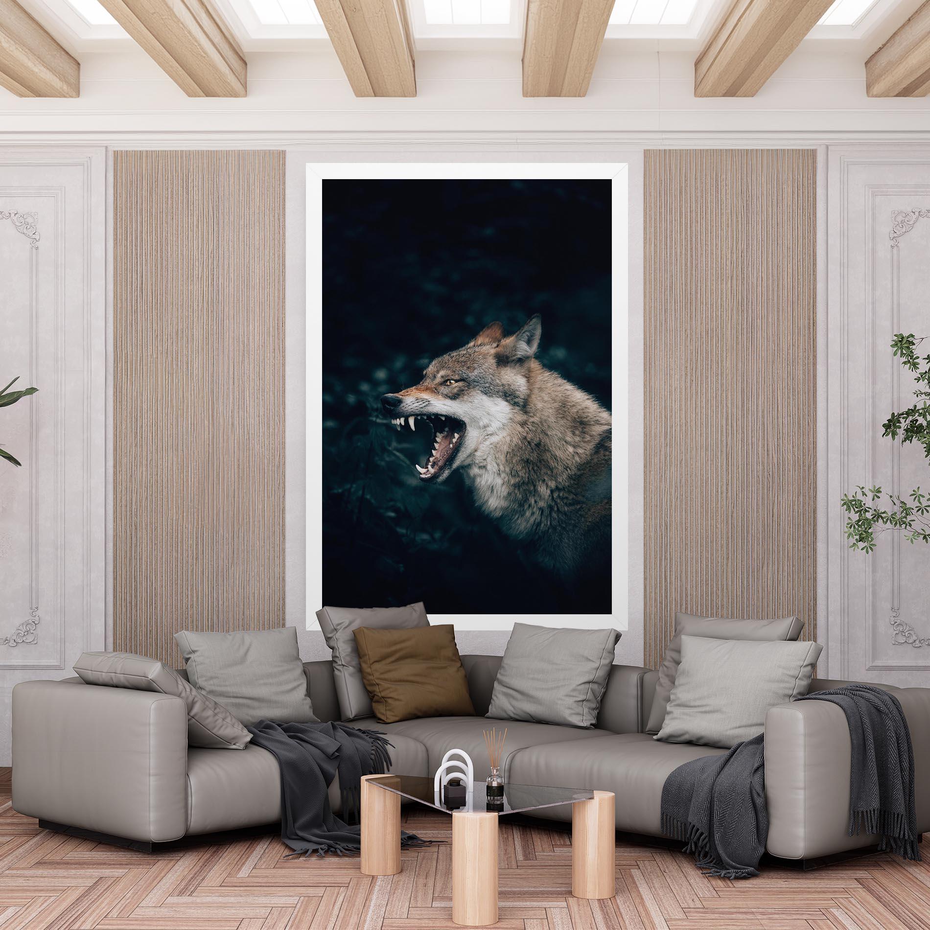 Vászonkép Angry Wolf In The Forest mockup 6