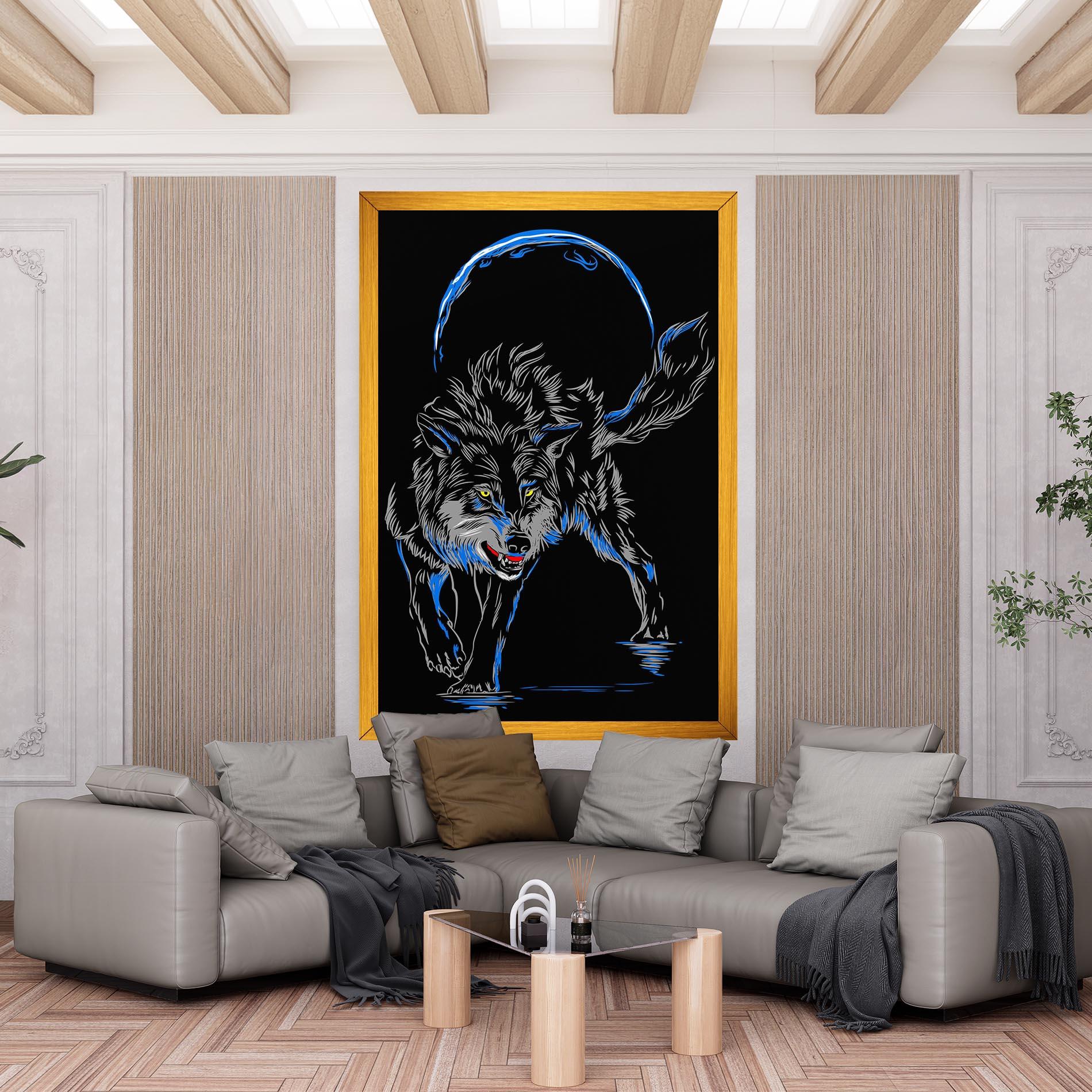 Vászonkép Grey Blue Wolf mockup 6