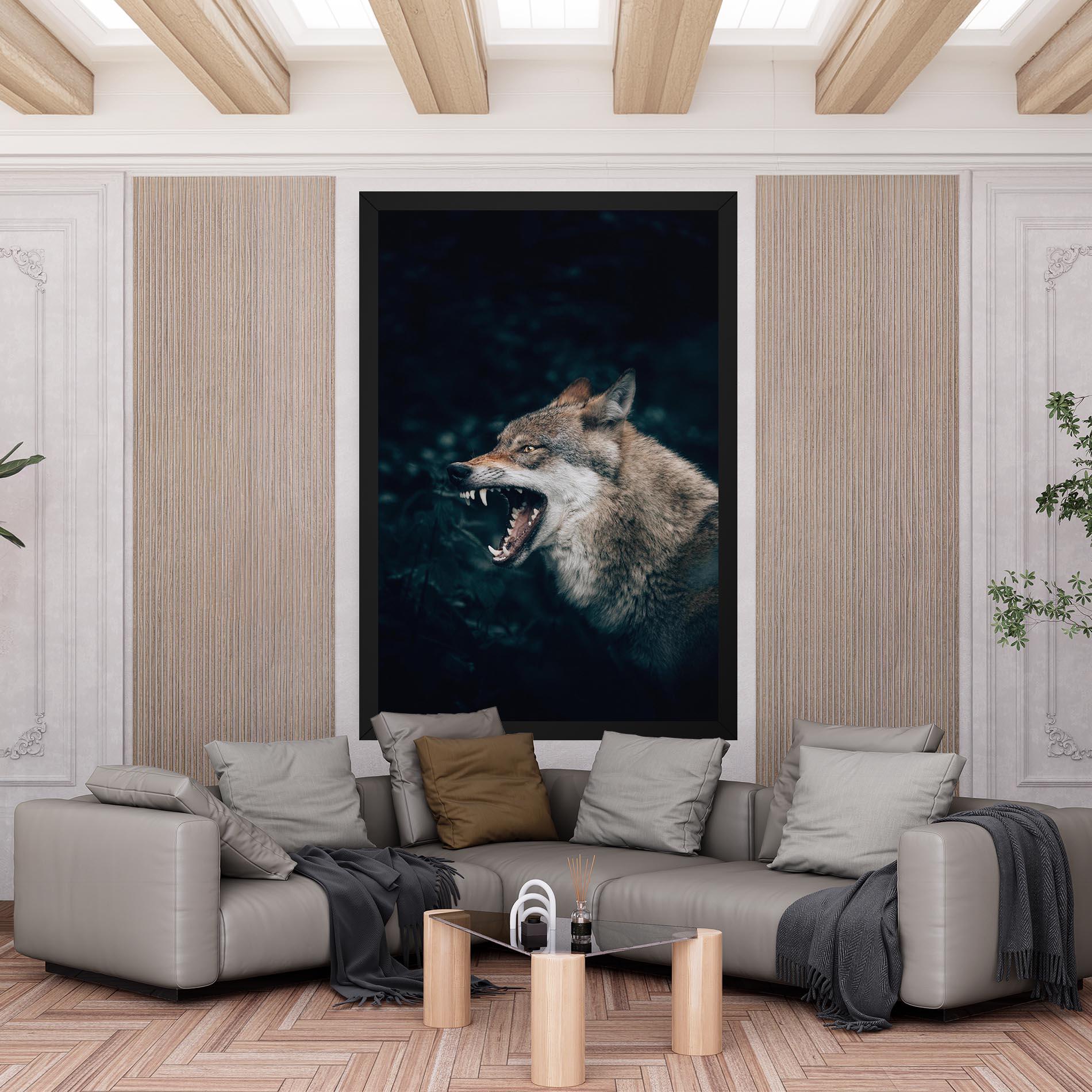 Vászonkép Angry Wolf In The Forest mockup 6
