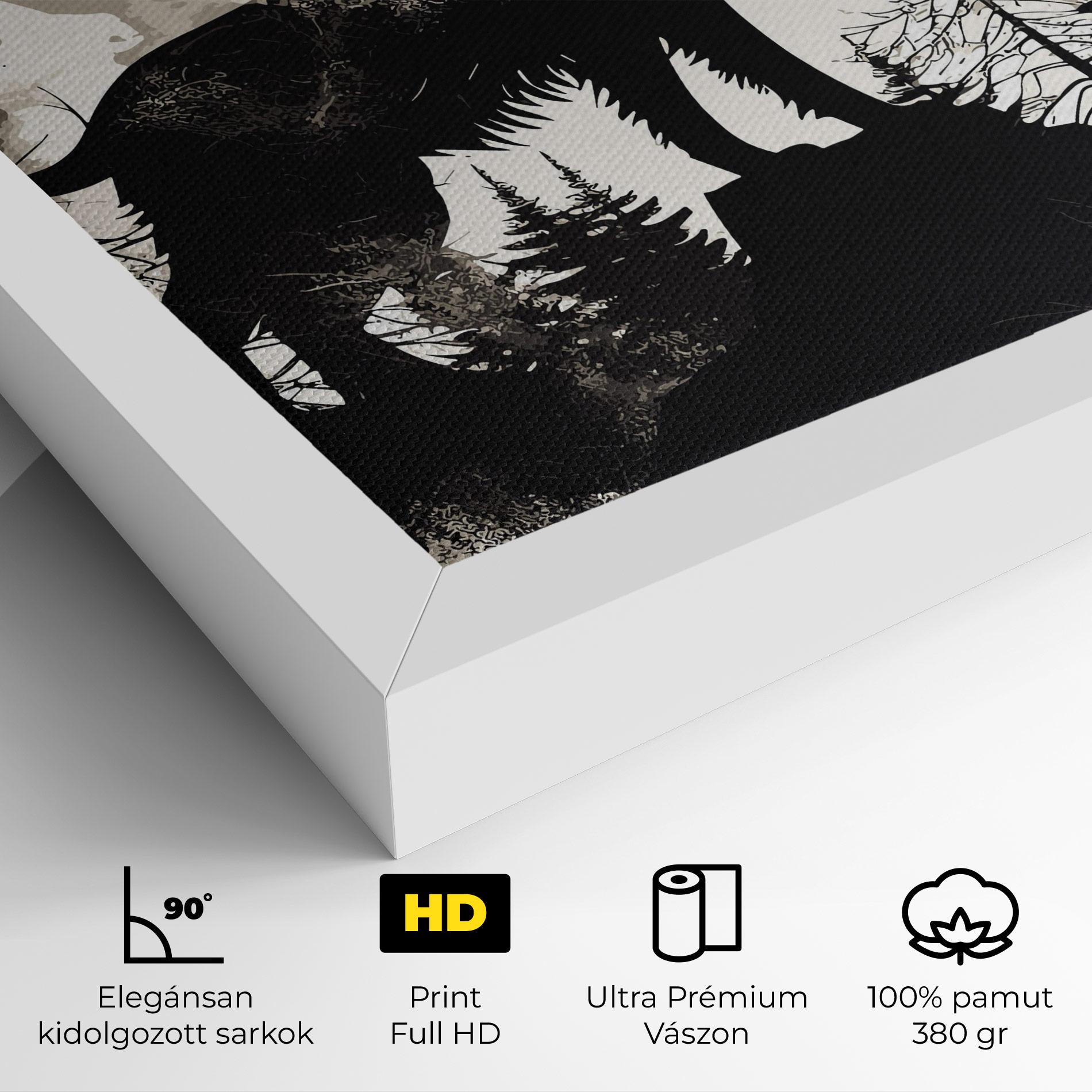 Vászonkép Black On Cream Wolf mockup 4
