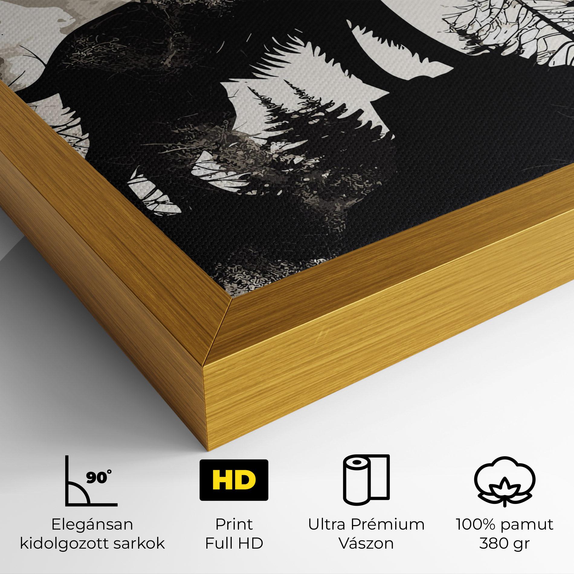 Vászonkép Black On Cream Wolf mockup 4