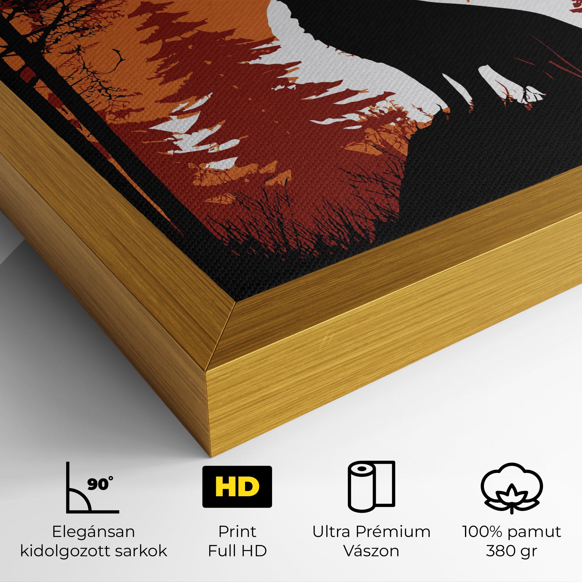 Vászonkép Orange Sky Wolf mockup 4