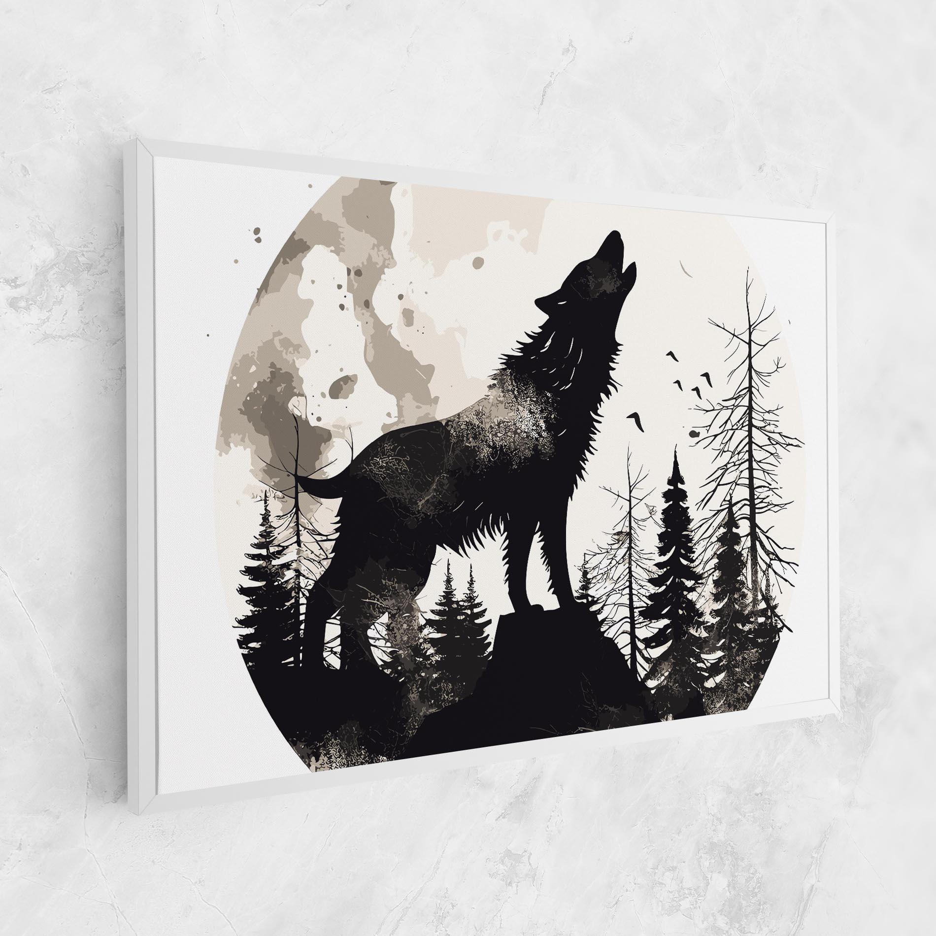 Vászonkép Black On Cream Wolf mockup 1