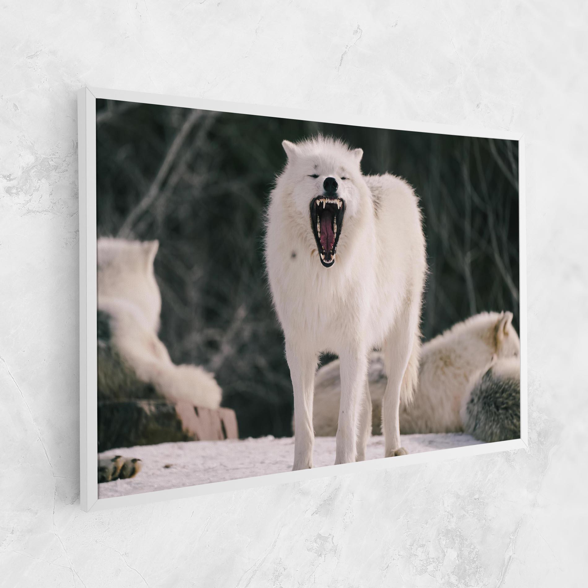 Vászonkép Laughing White Wolf mockup 1