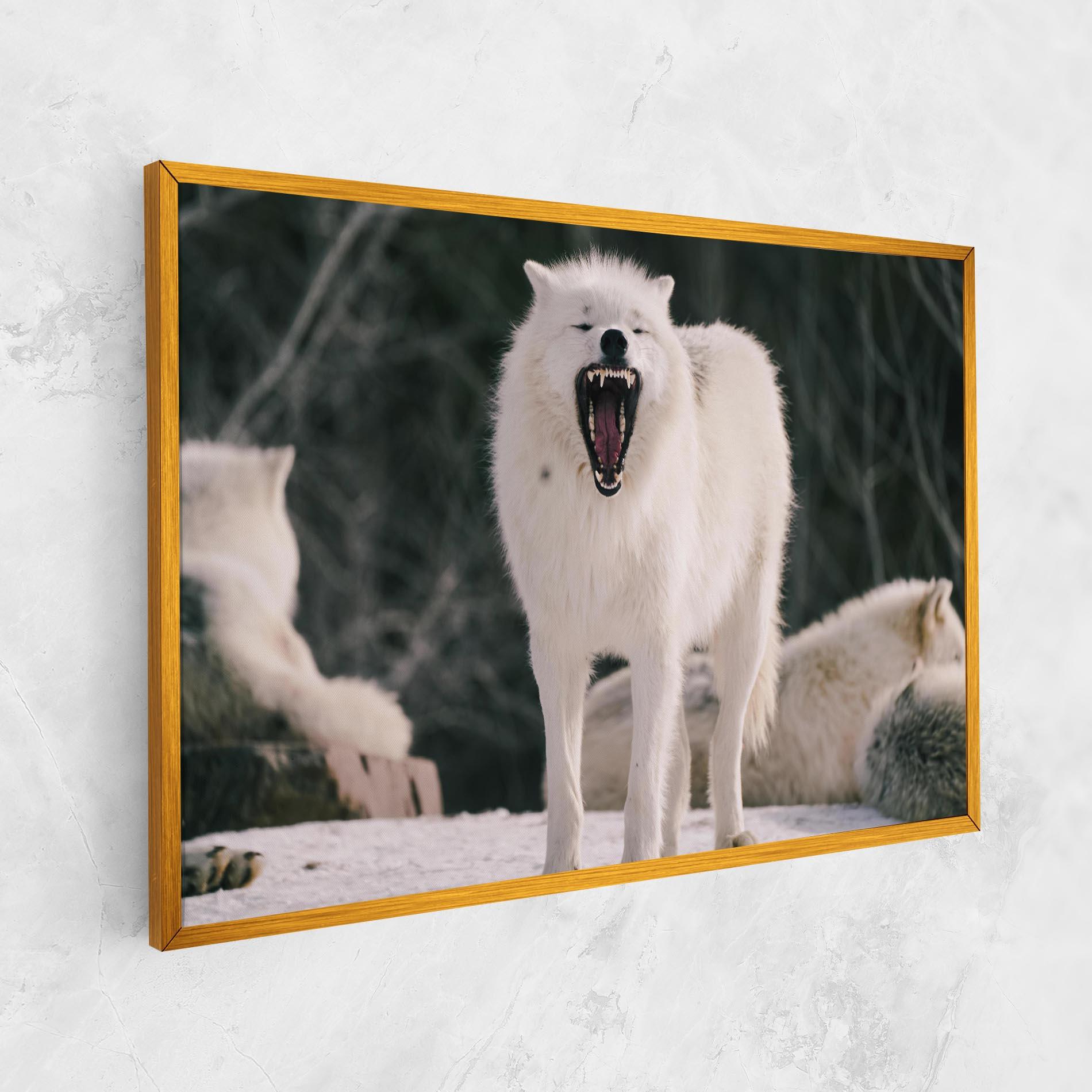 Vászonkép Laughing White Wolf mockup 1