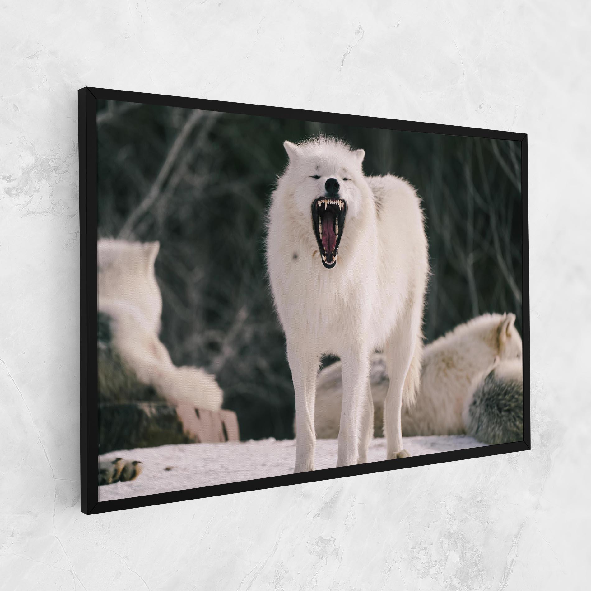 Vászonkép Laughing White Wolf mockup 1
