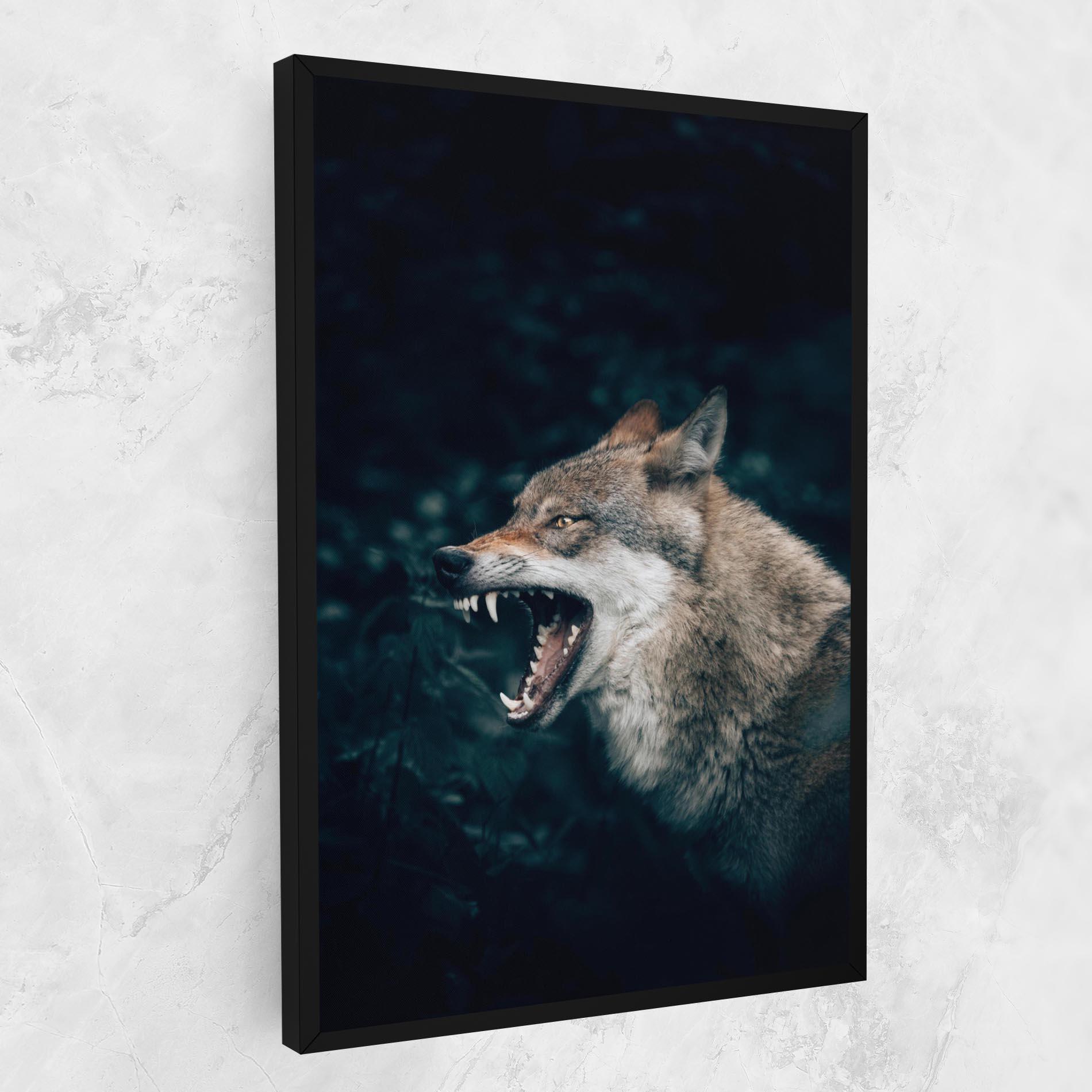 Vászonkép Angry Wolf In The Forest mockup 1