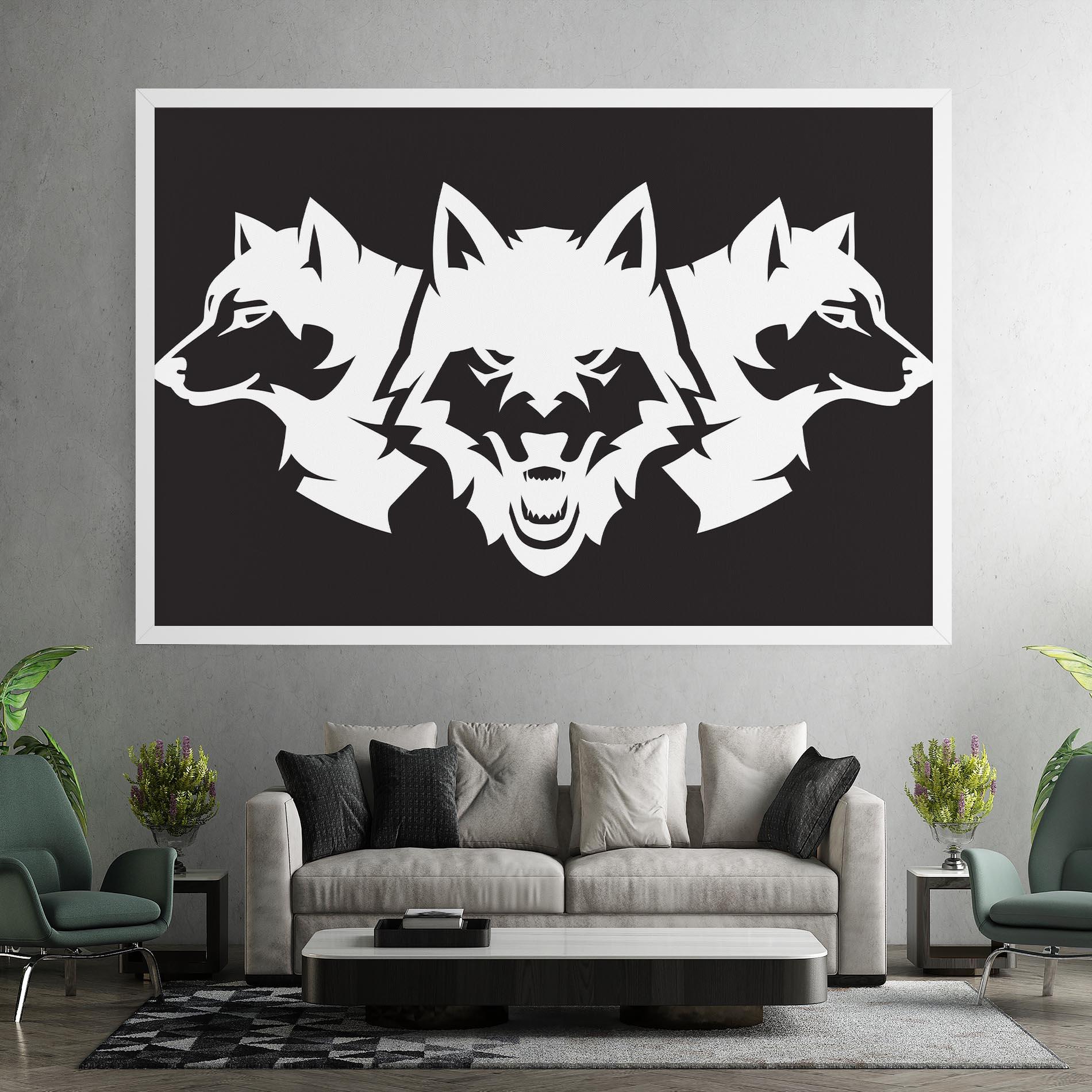 Vászonkép 3 Wolf Heads mockup 7