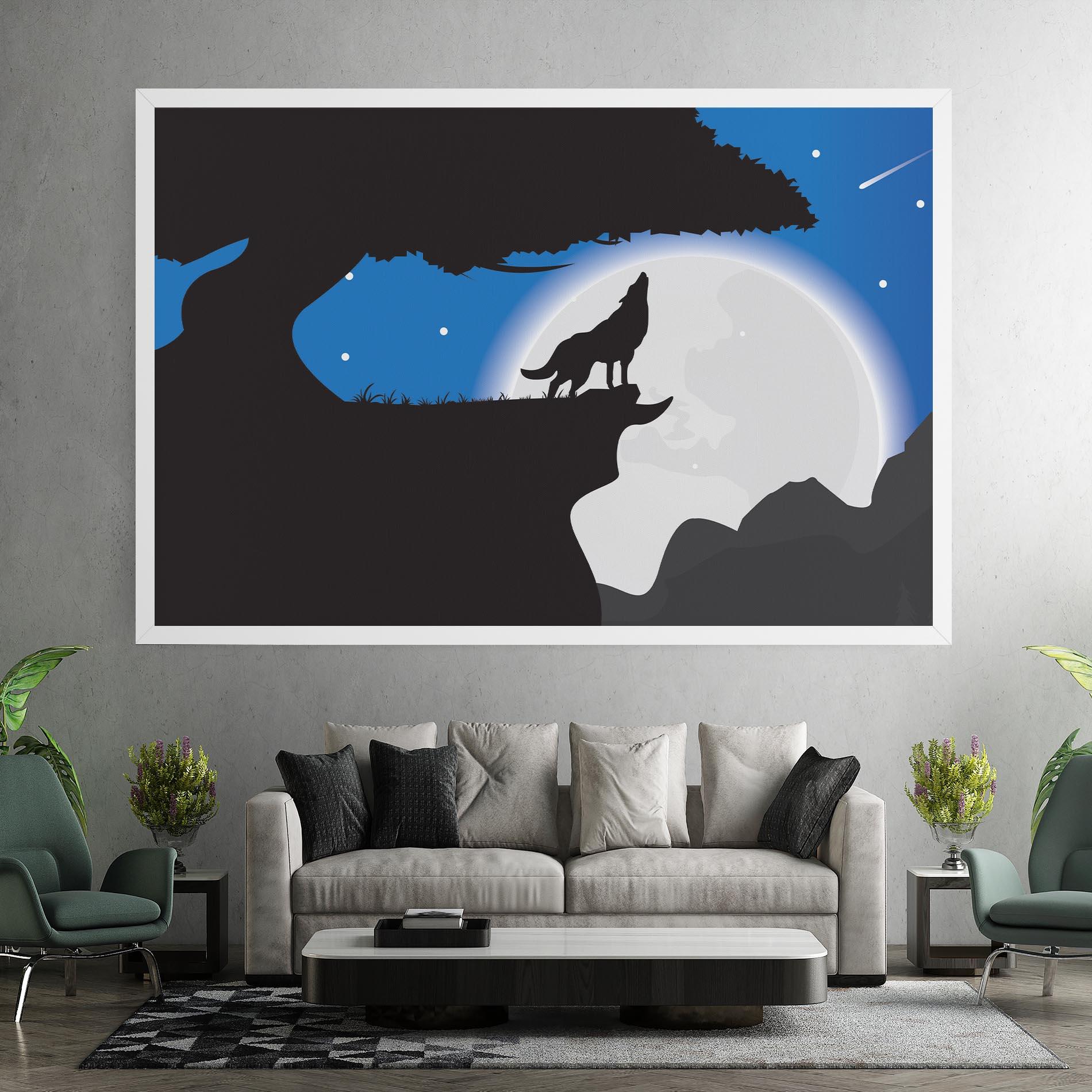 Vászonkép Blue Light Wolf mockup 7