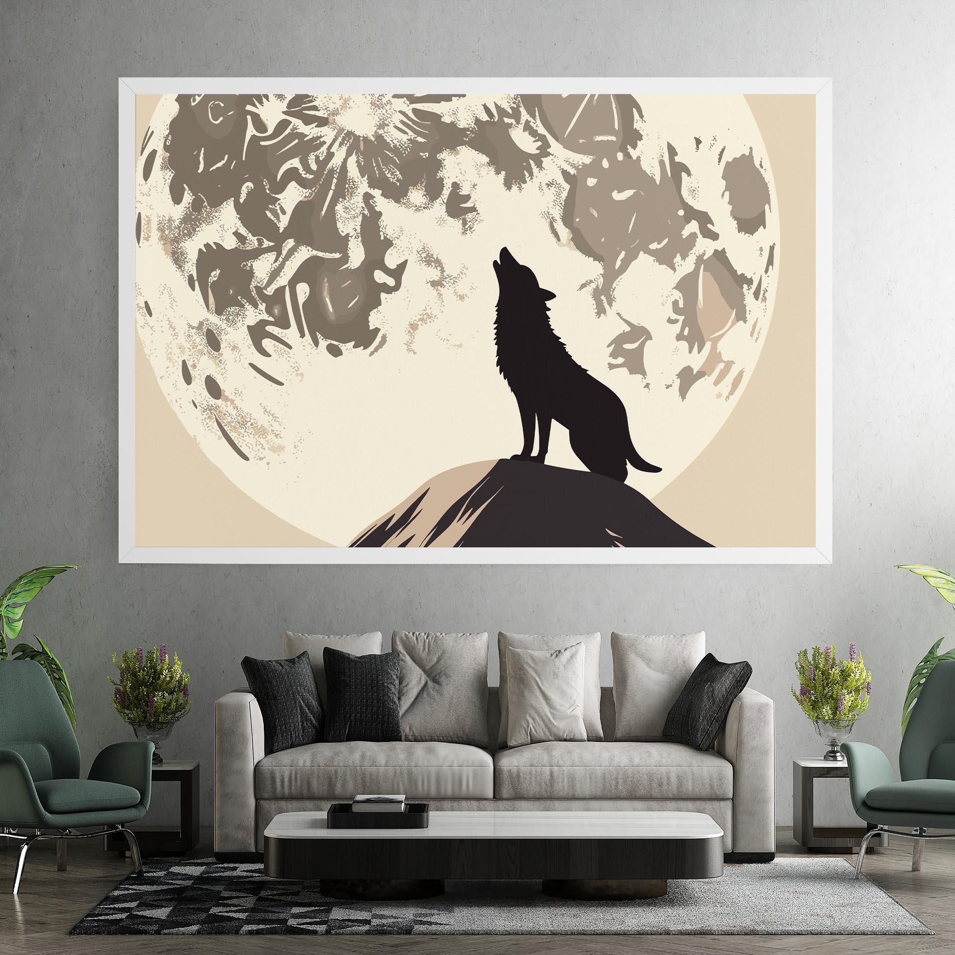 Vászonkép Cream Moon Wolf mockup 7