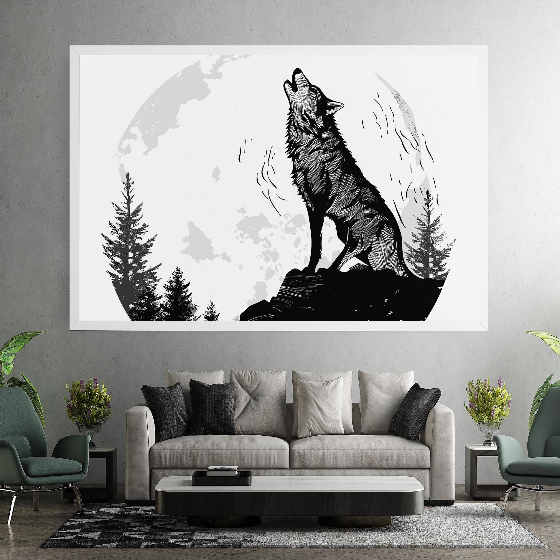 Vászonkép Grey Moon Wolf mockup 7