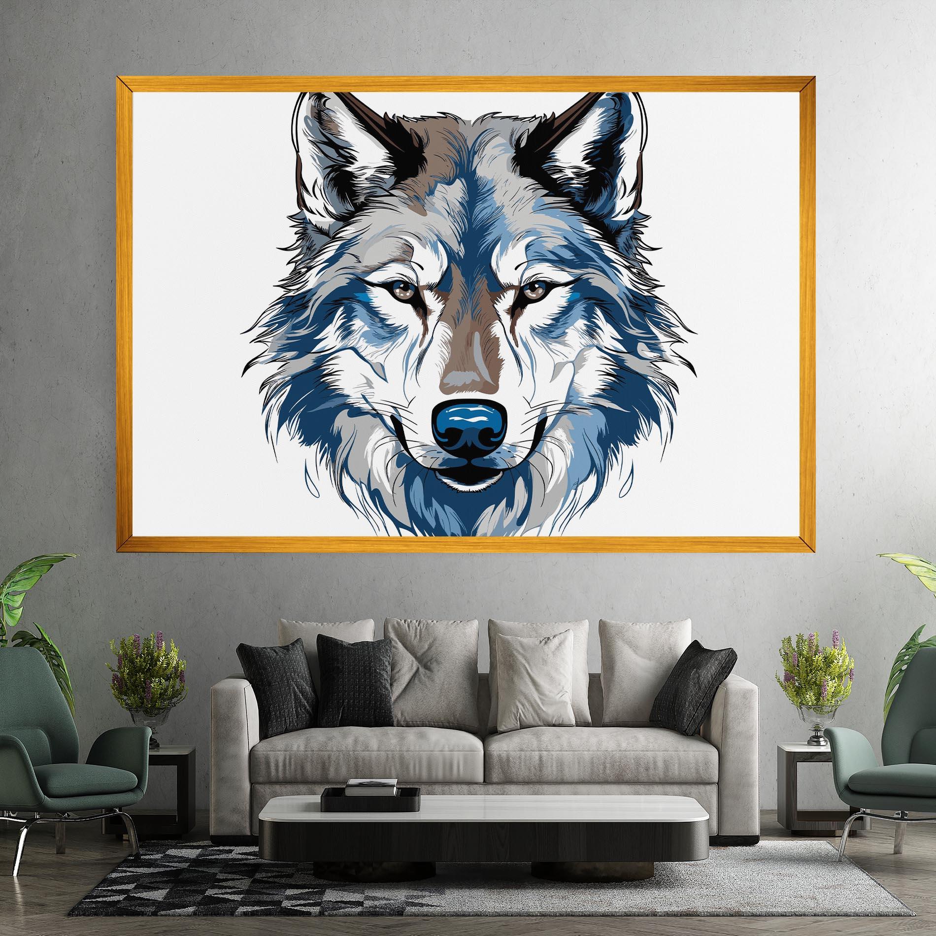 Vászonkép Blue Wolf Head mockup 7