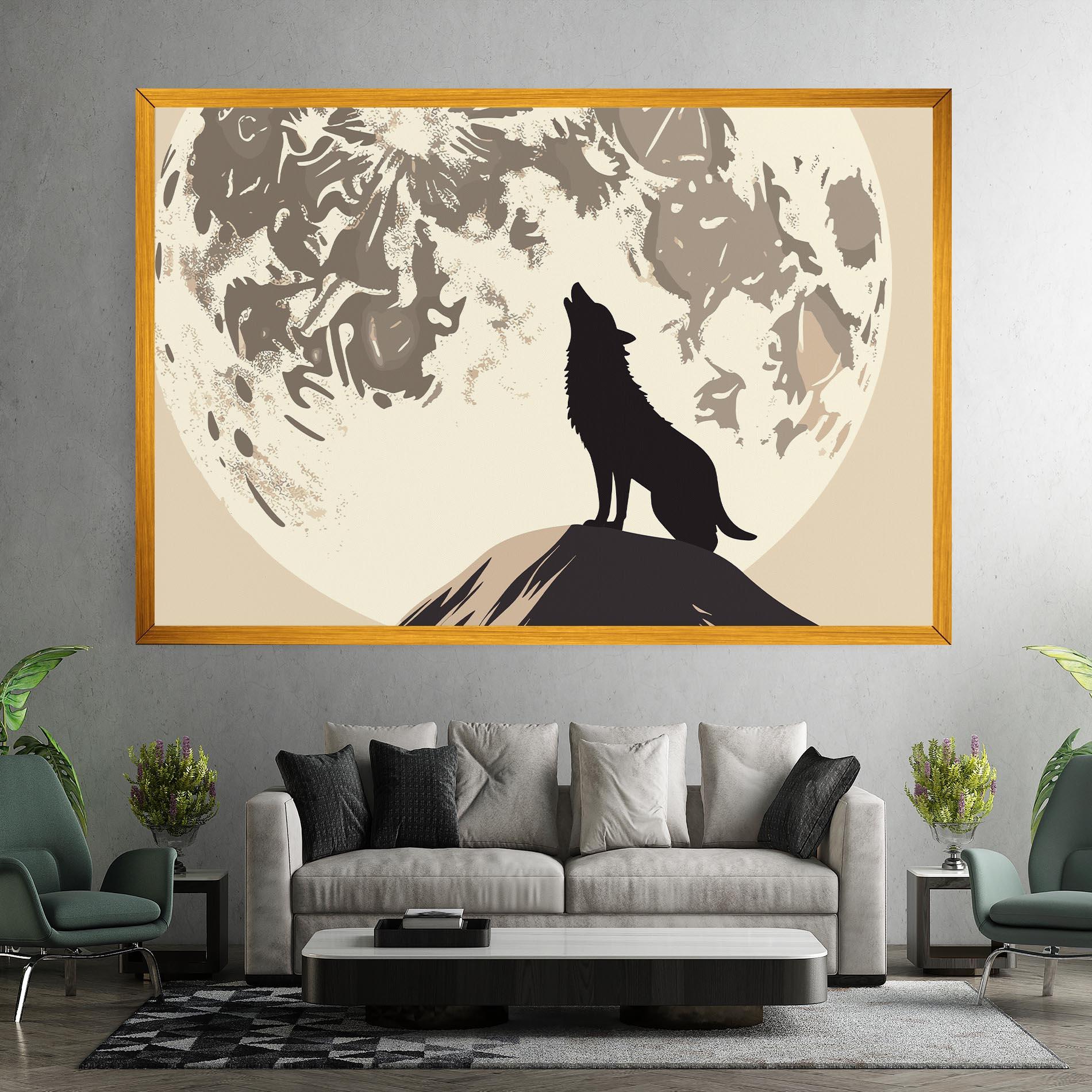 Vászonkép Cream Moon Wolf mockup 7