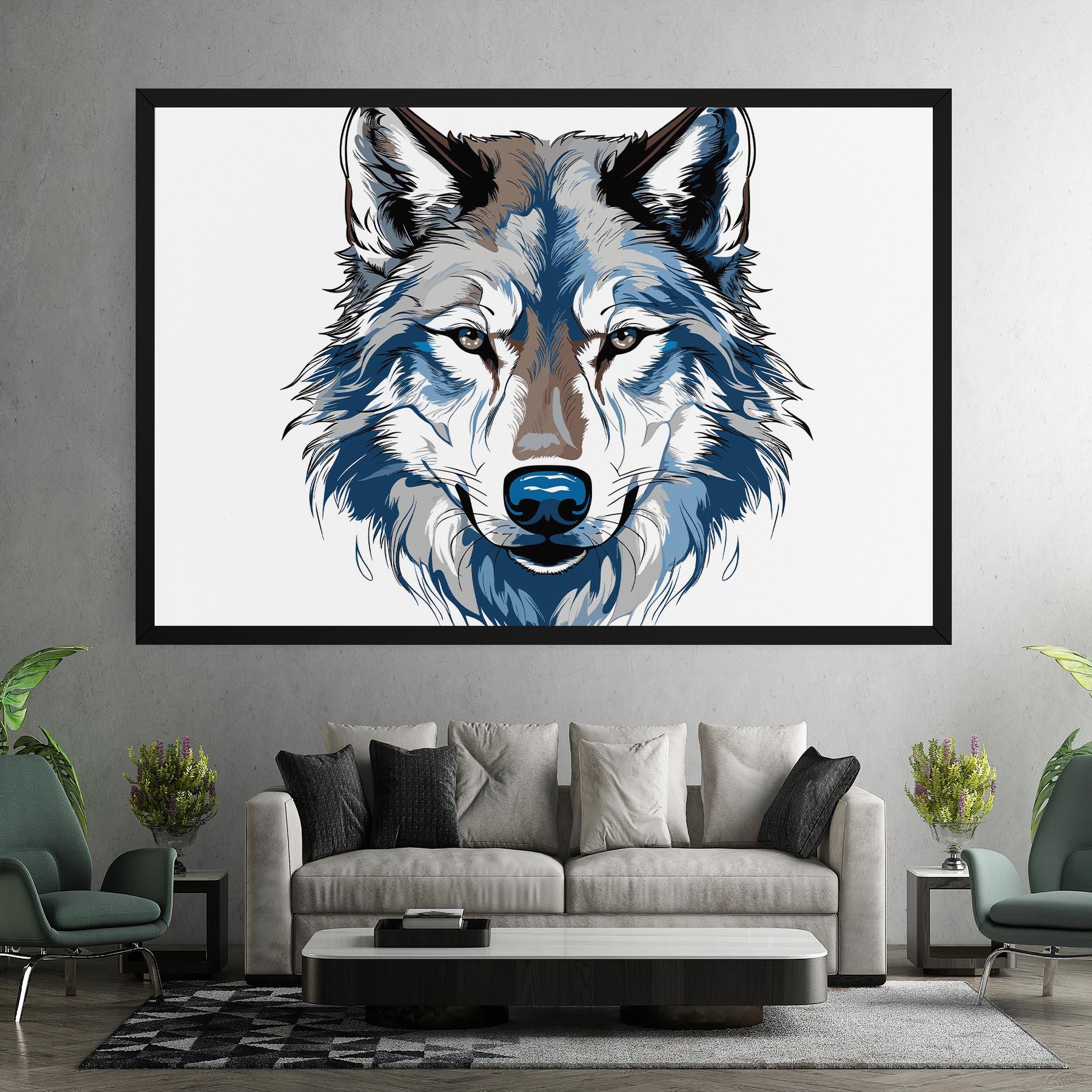 Vászonkép Blue Wolf Head mockup 7