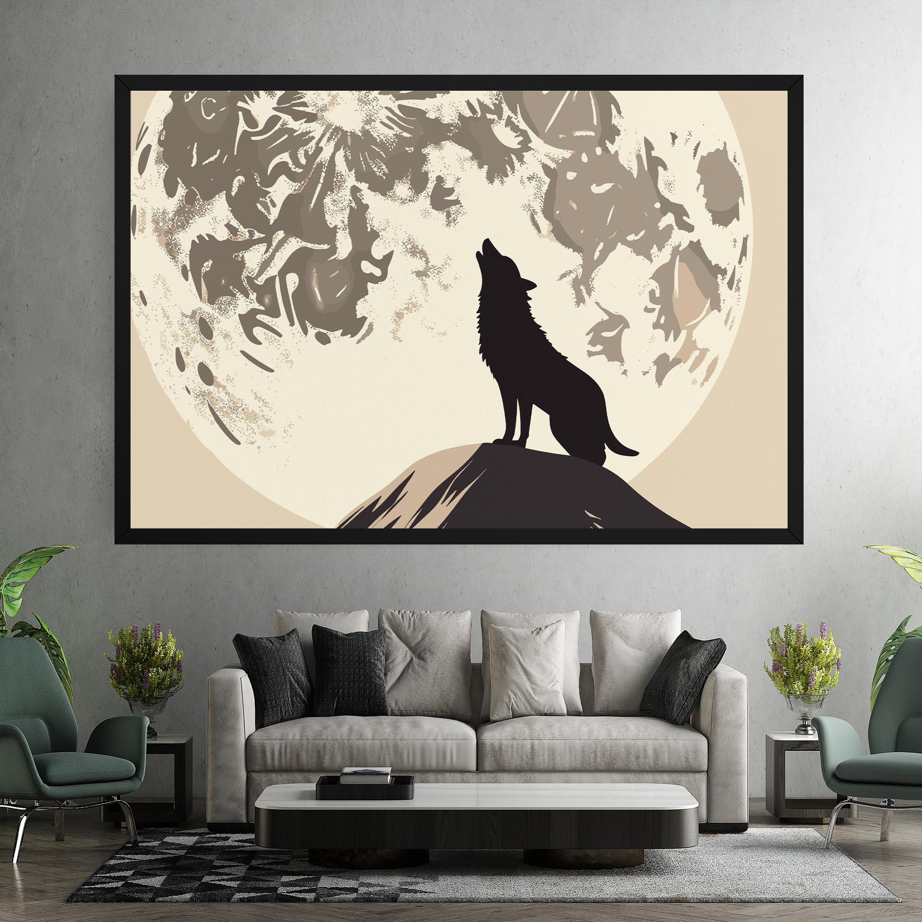 Vászonkép Cream Moon Wolf mockup 7