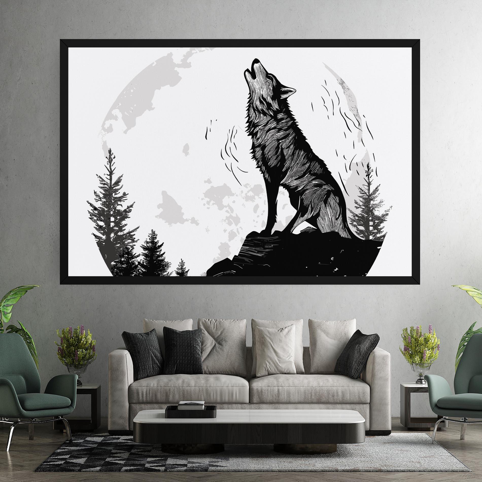 Vászonkép Grey Moon Wolf mockup 7