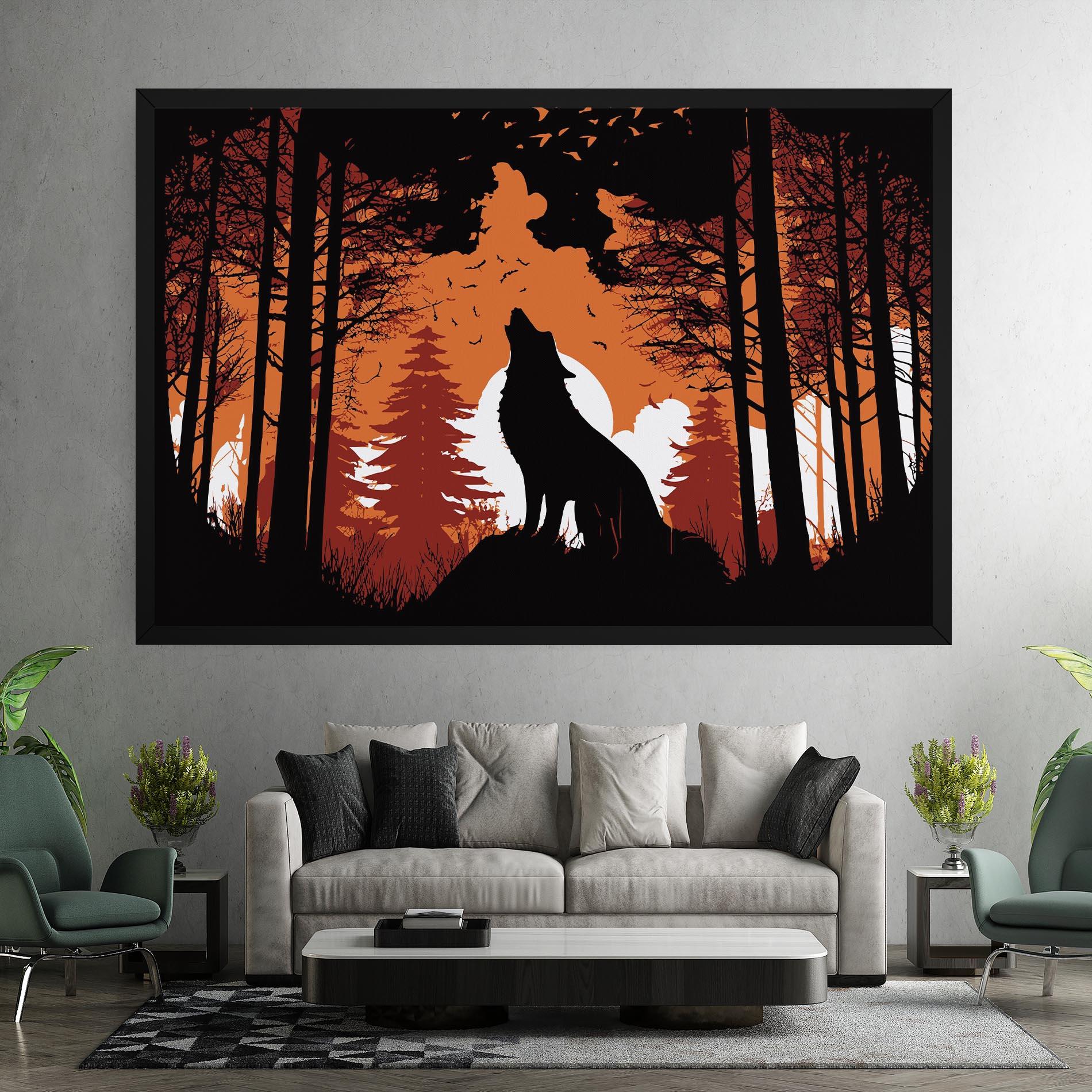 Vászonkép Orange Sky Wolf mockup 7