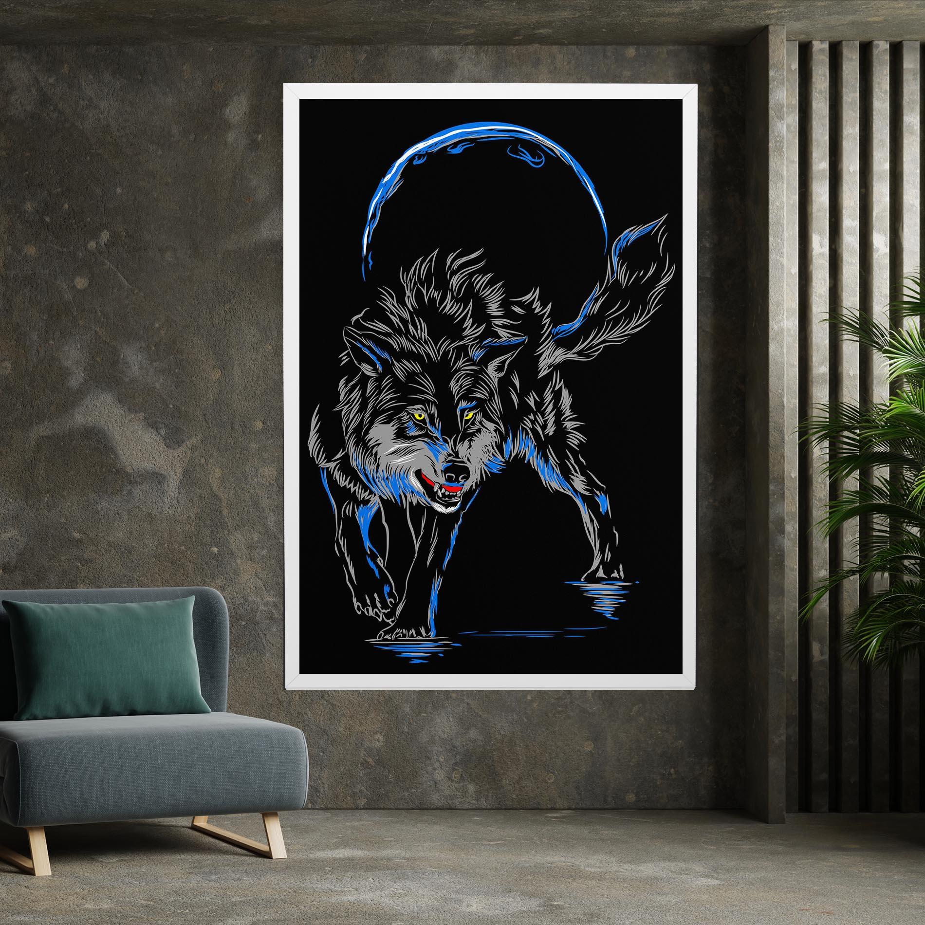 Vászonkép Grey Blue Wolf mockup 7