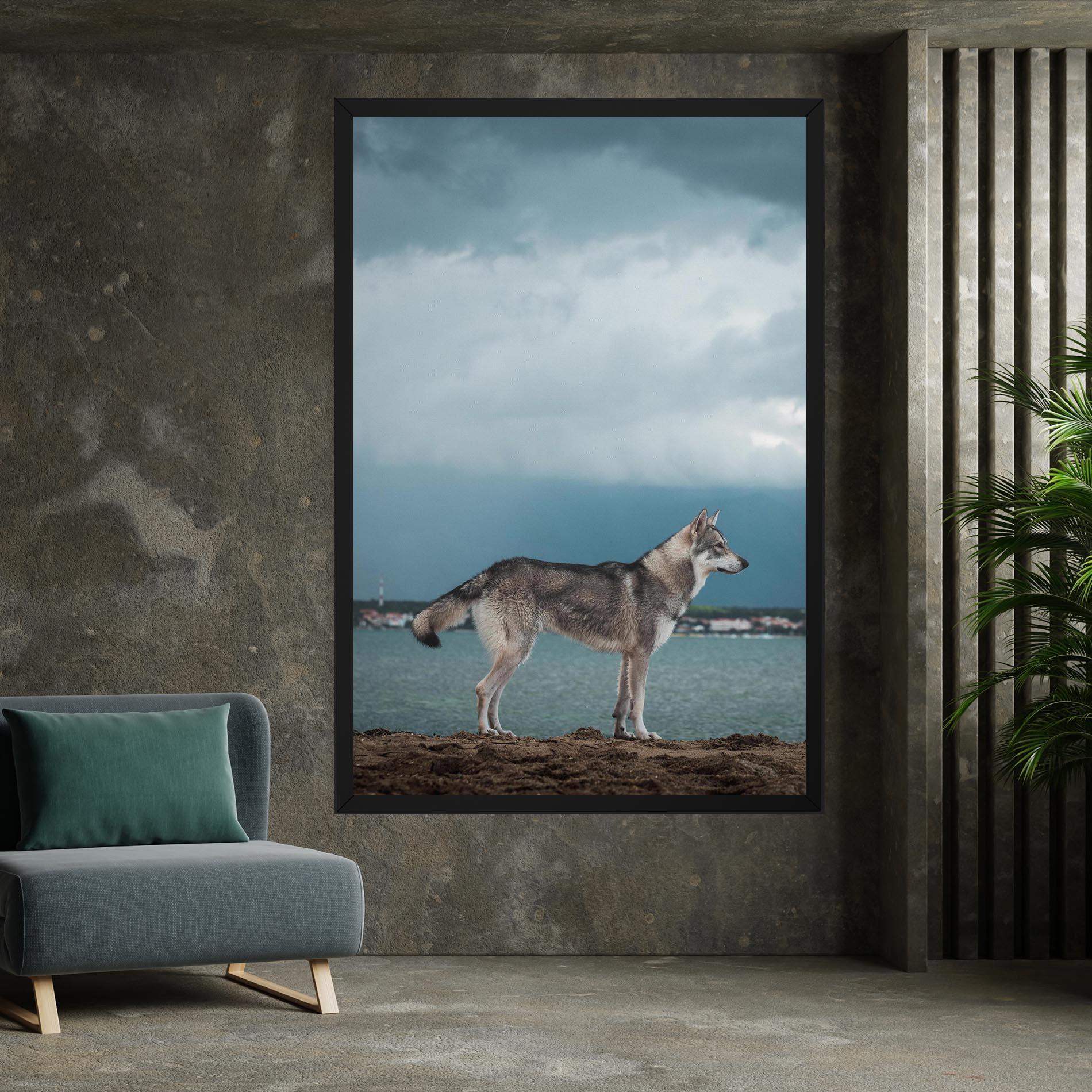 Vászonkép Grey Wolf Looking mockup 7