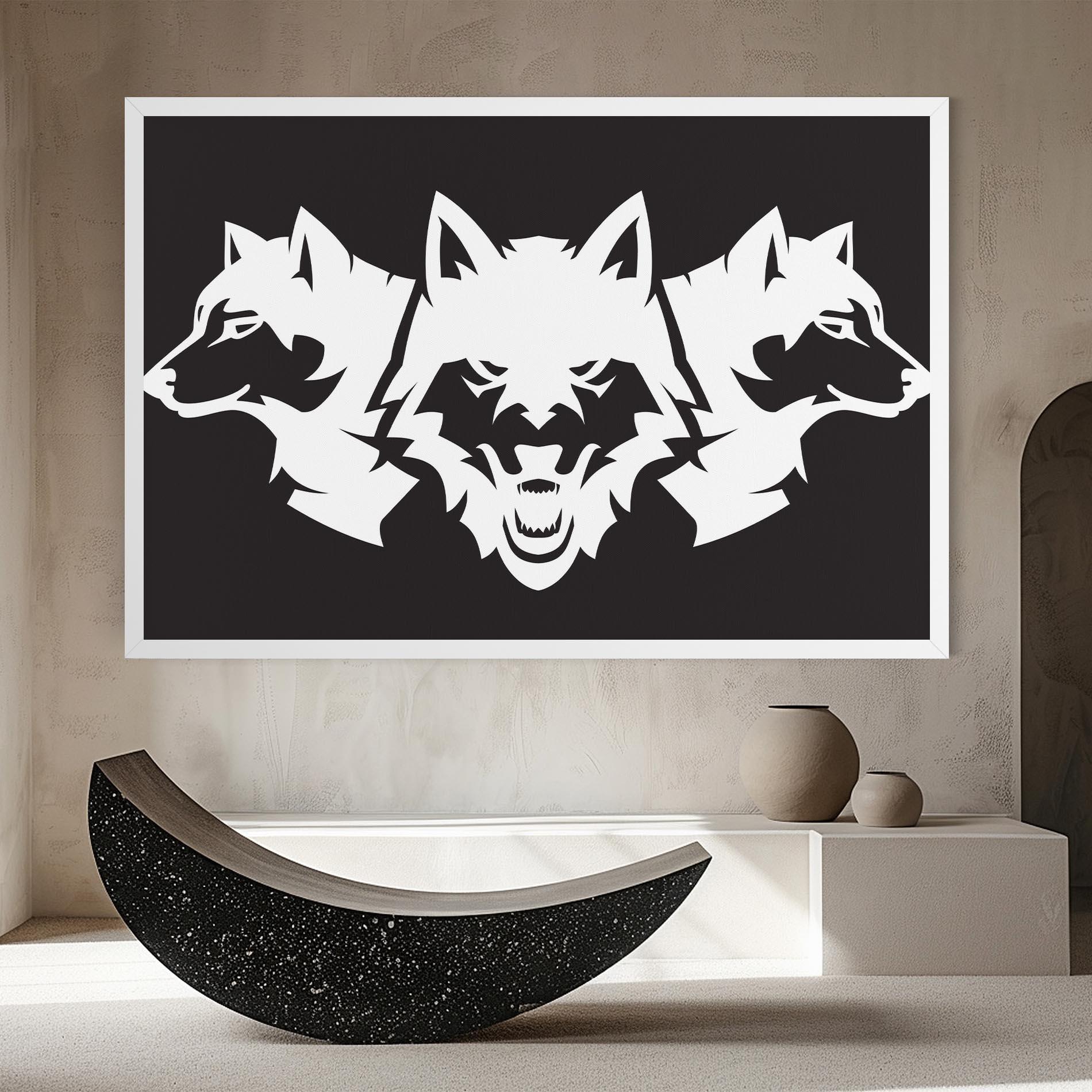 Vászonkép 3 Wolf Heads mockup 8