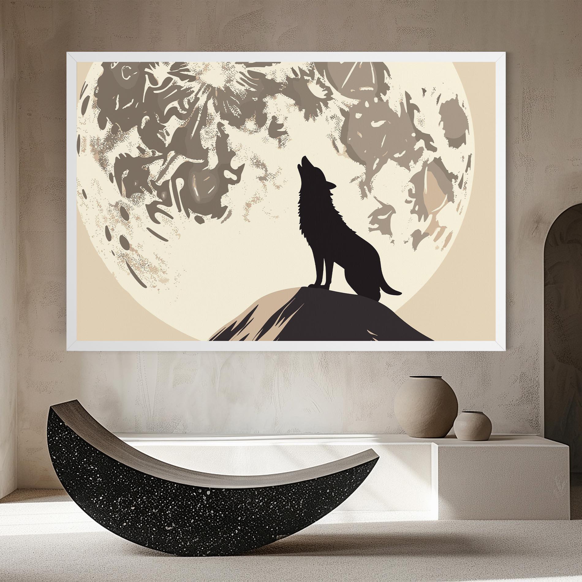 Vászonkép Cream Moon Wolf mockup 8