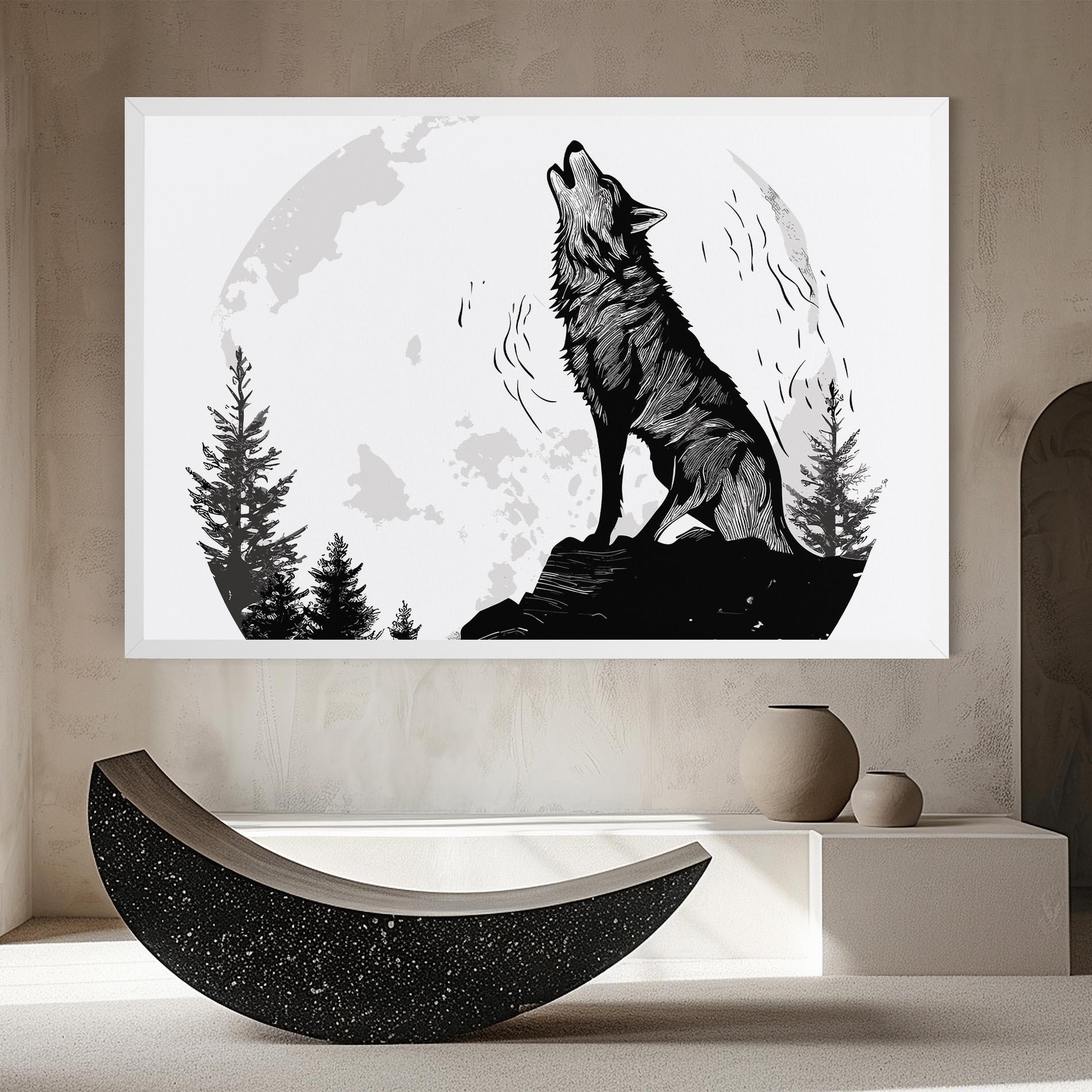 Vászonkép Grey Moon Wolf mockup 8