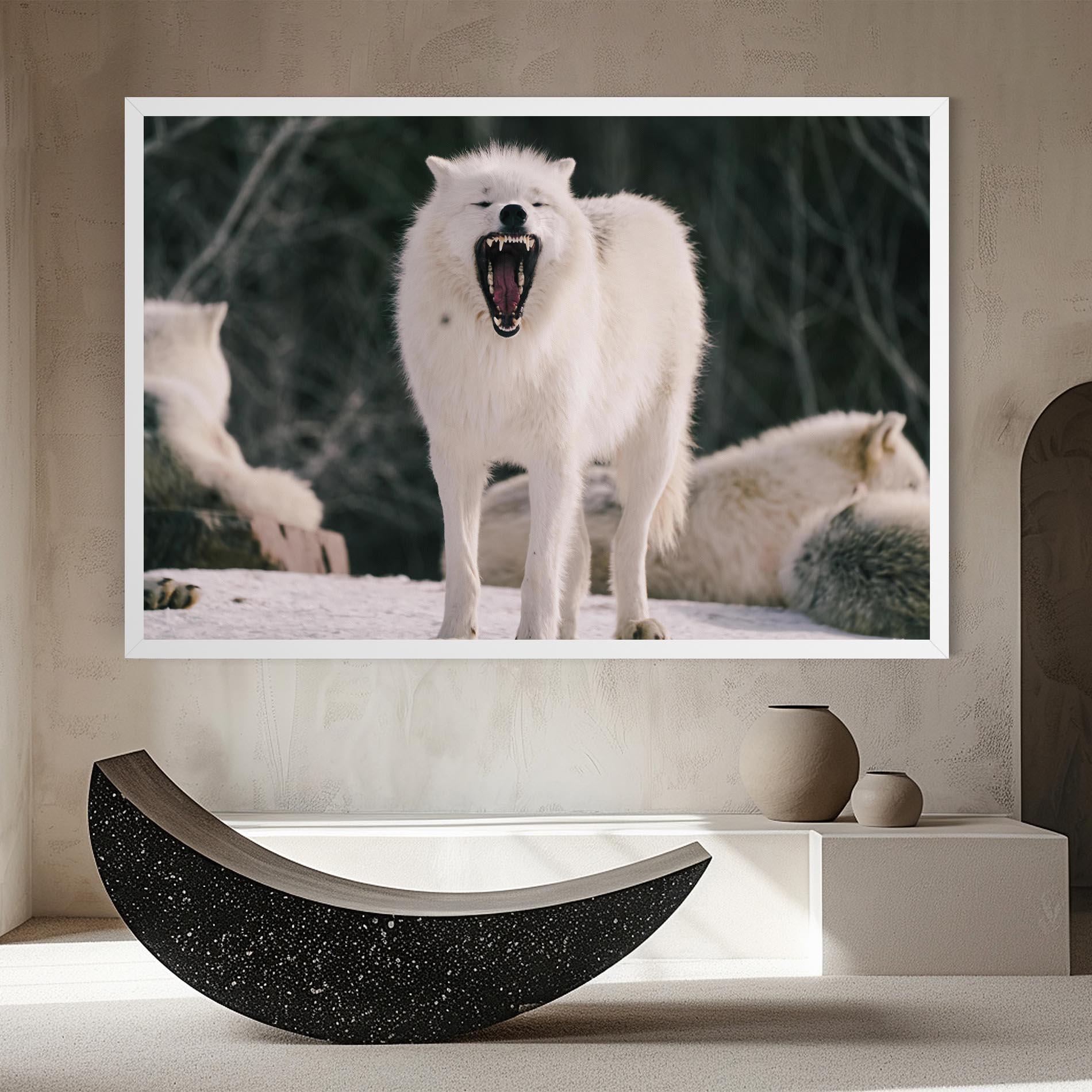 Vászonkép Laughing White Wolf mockup 8