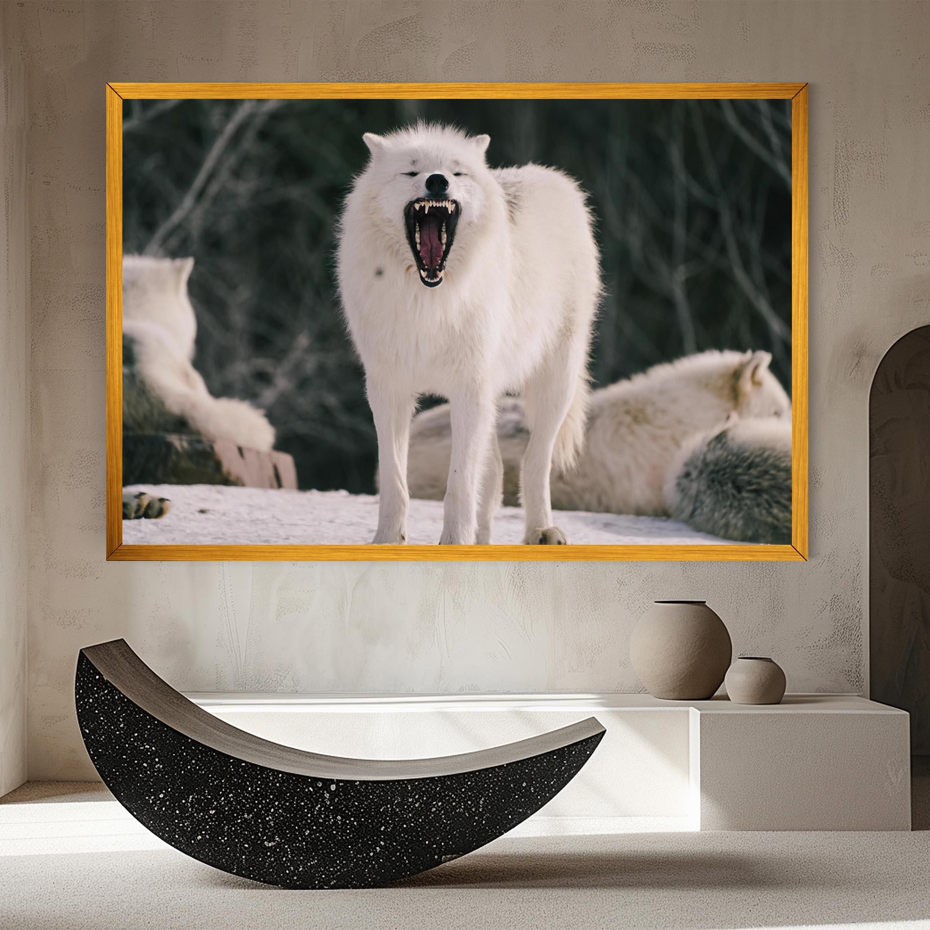 Vászonkép Laughing White Wolf mockup 8