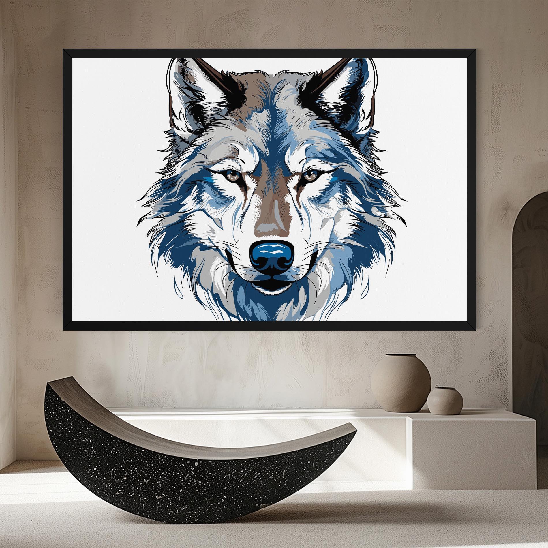 Vászonkép Blue Wolf Head mockup 8