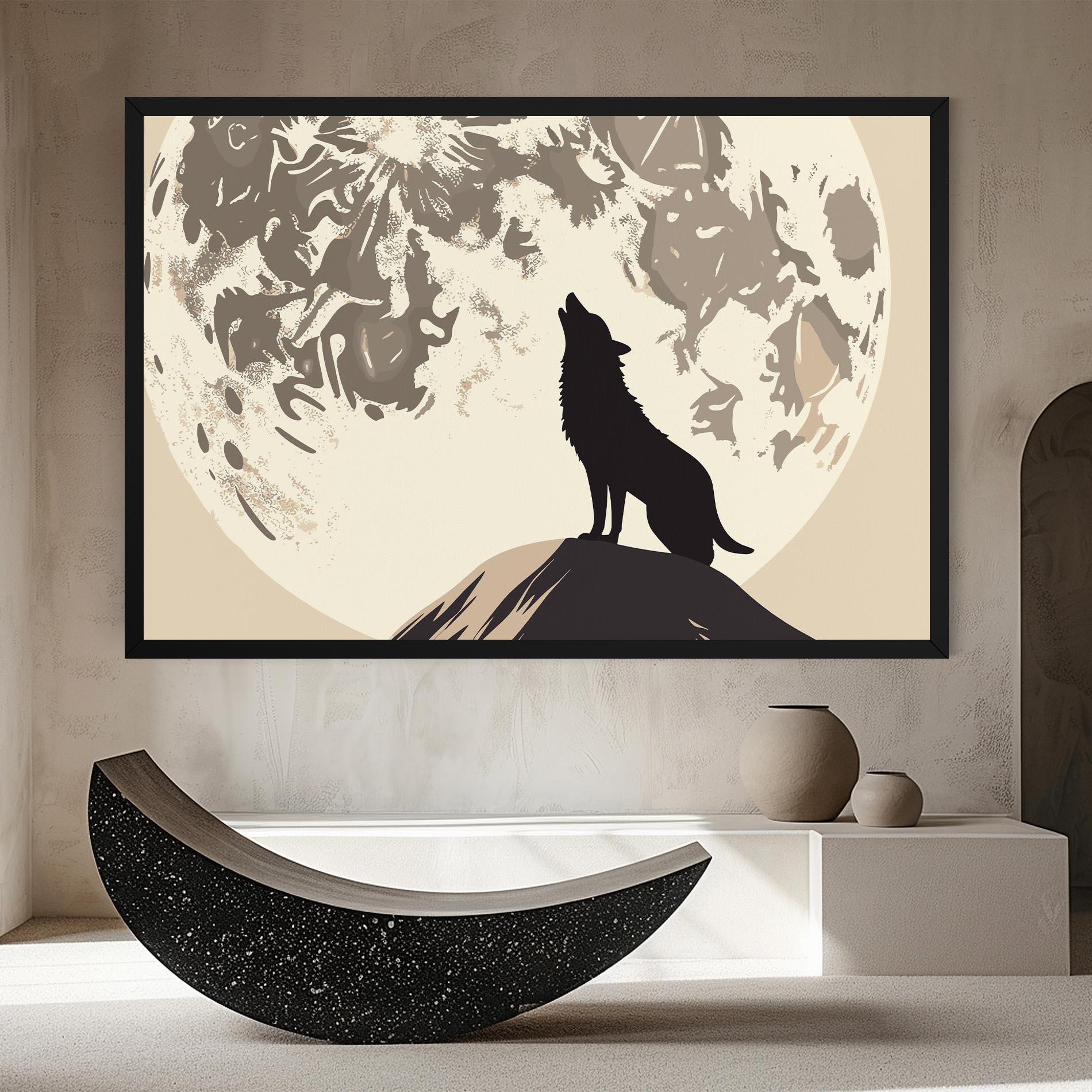 Vászonkép Cream Moon Wolf mockup 8