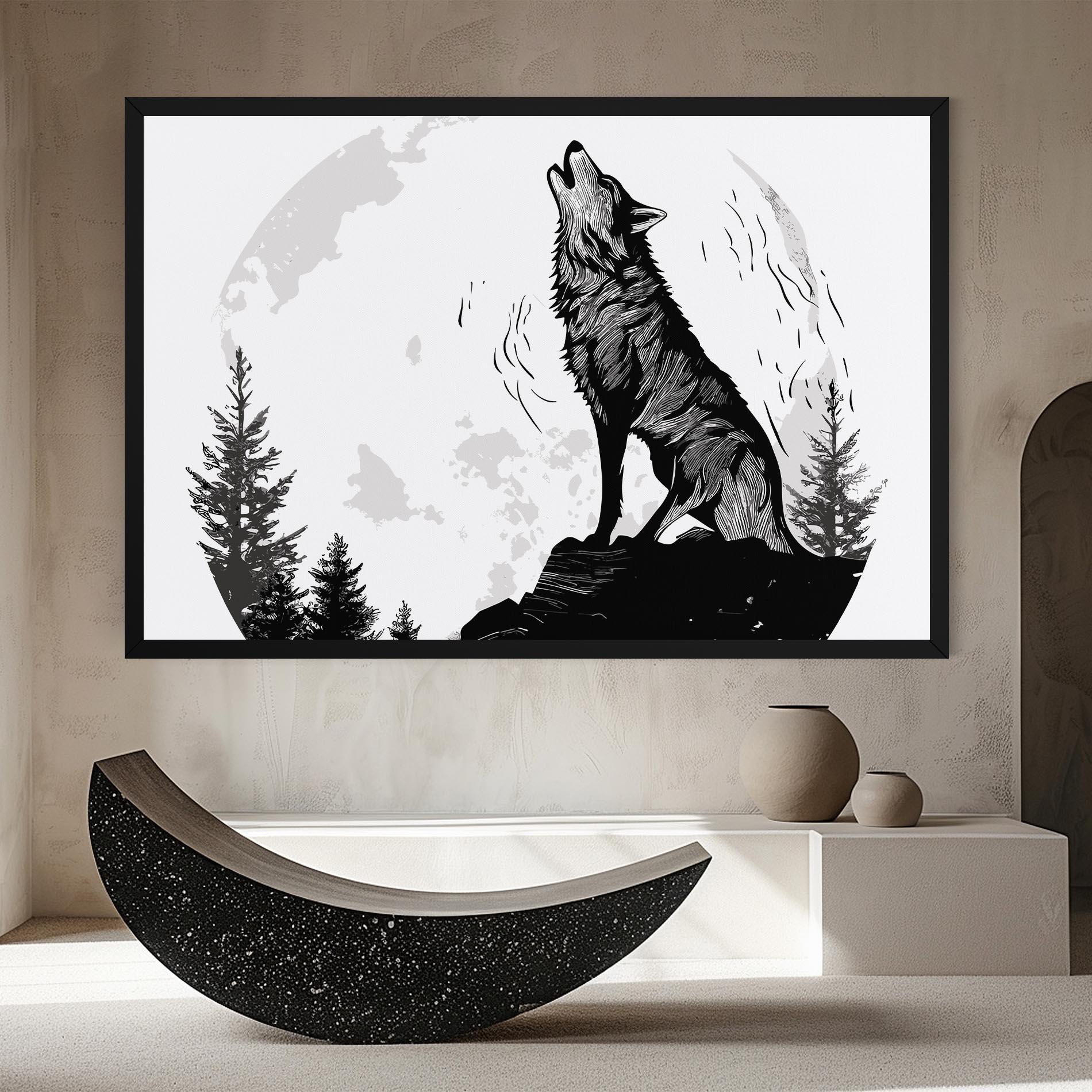 Vászonkép Grey Moon Wolf mockup 8