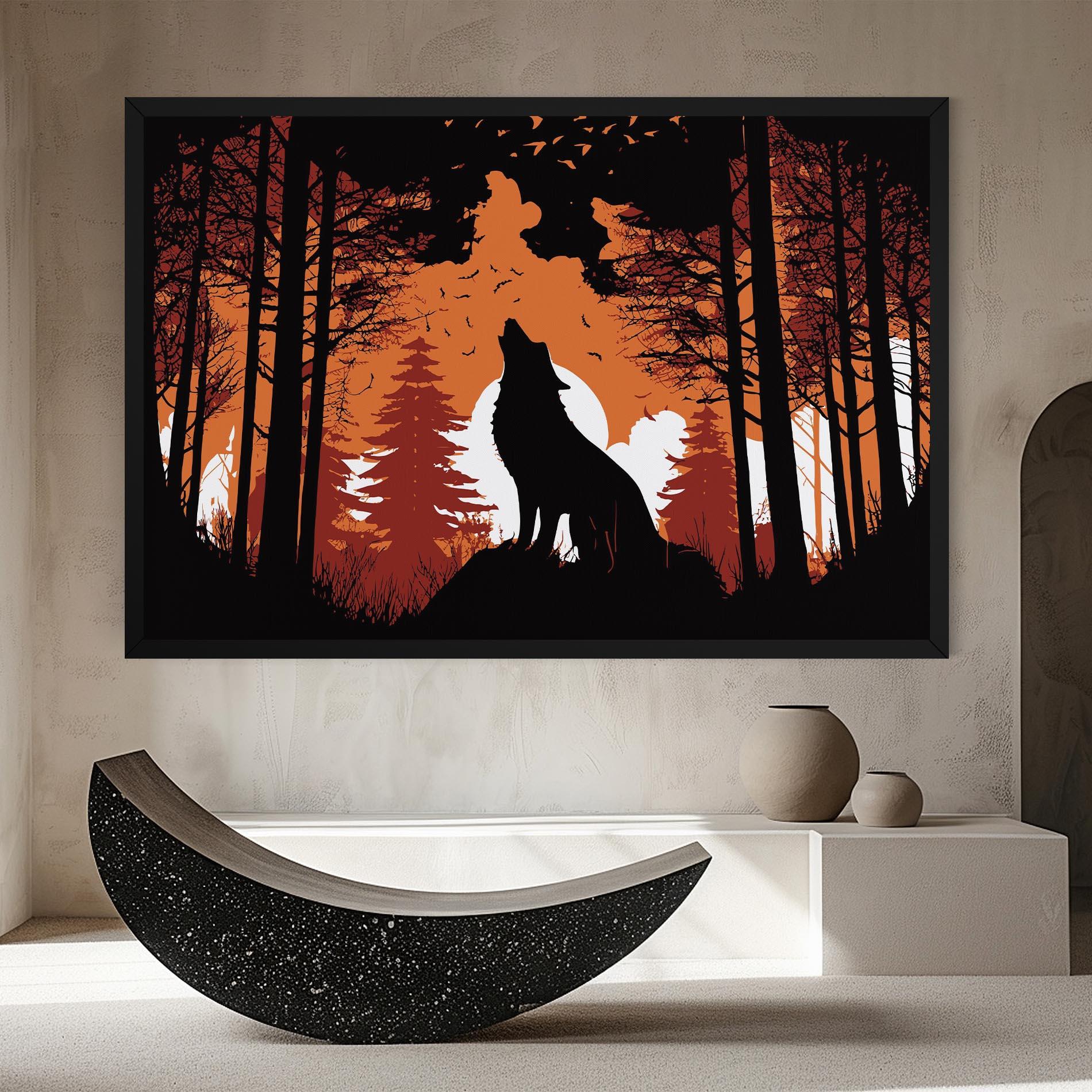 Vászonkép Orange Sky Wolf mockup 8