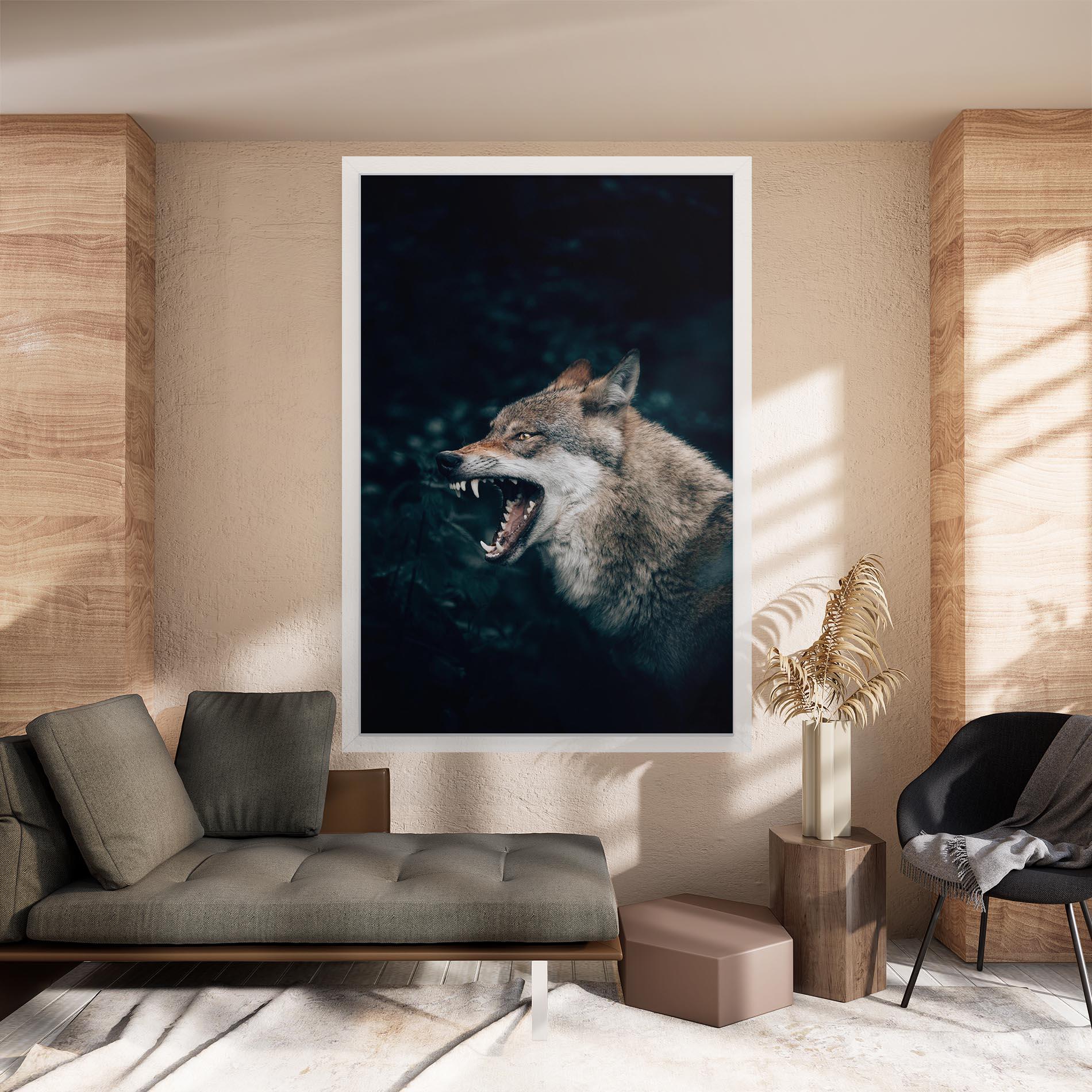 Vászonkép Angry Wolf In The Forest mockup 8