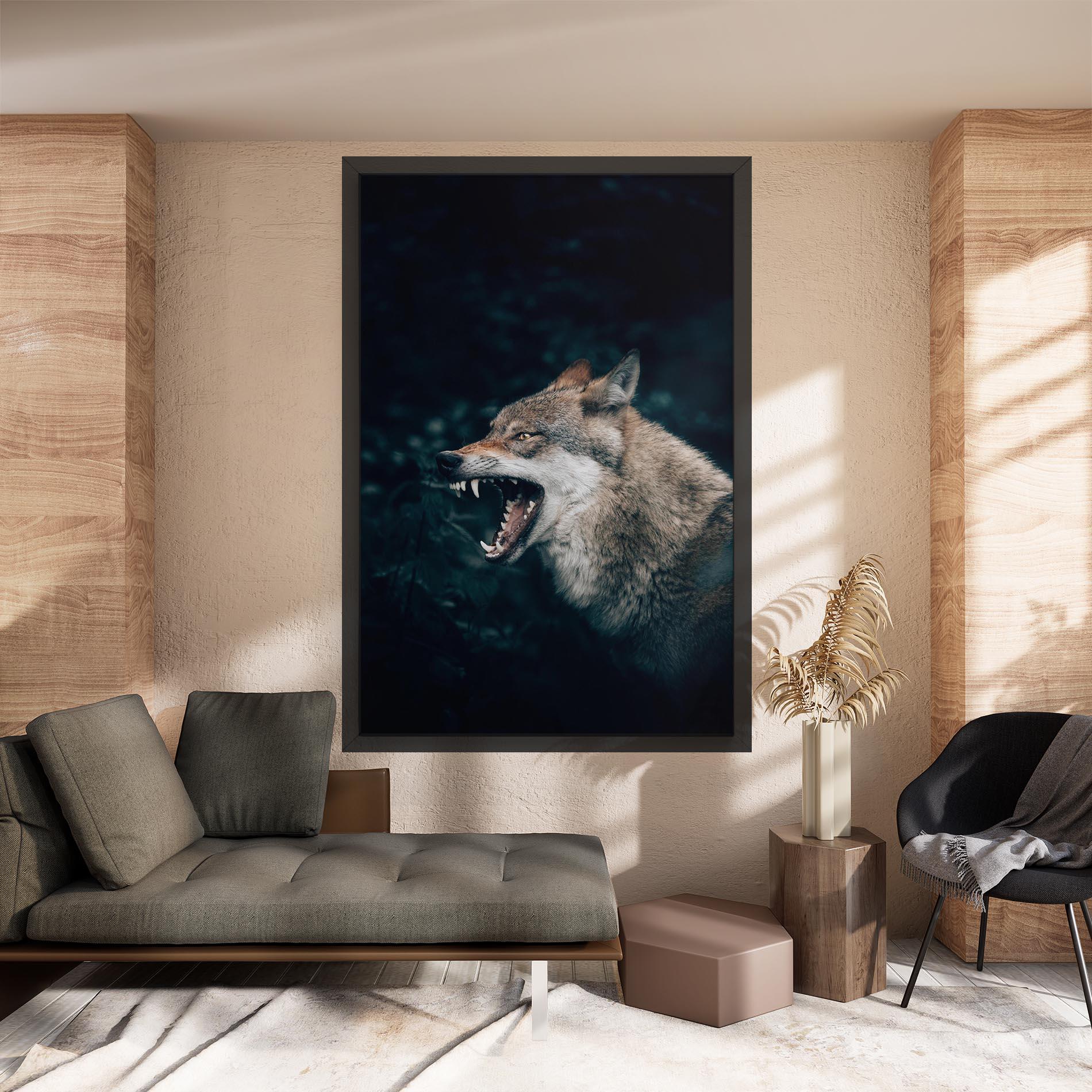 Vászonkép Angry Wolf In The Forest mockup 8